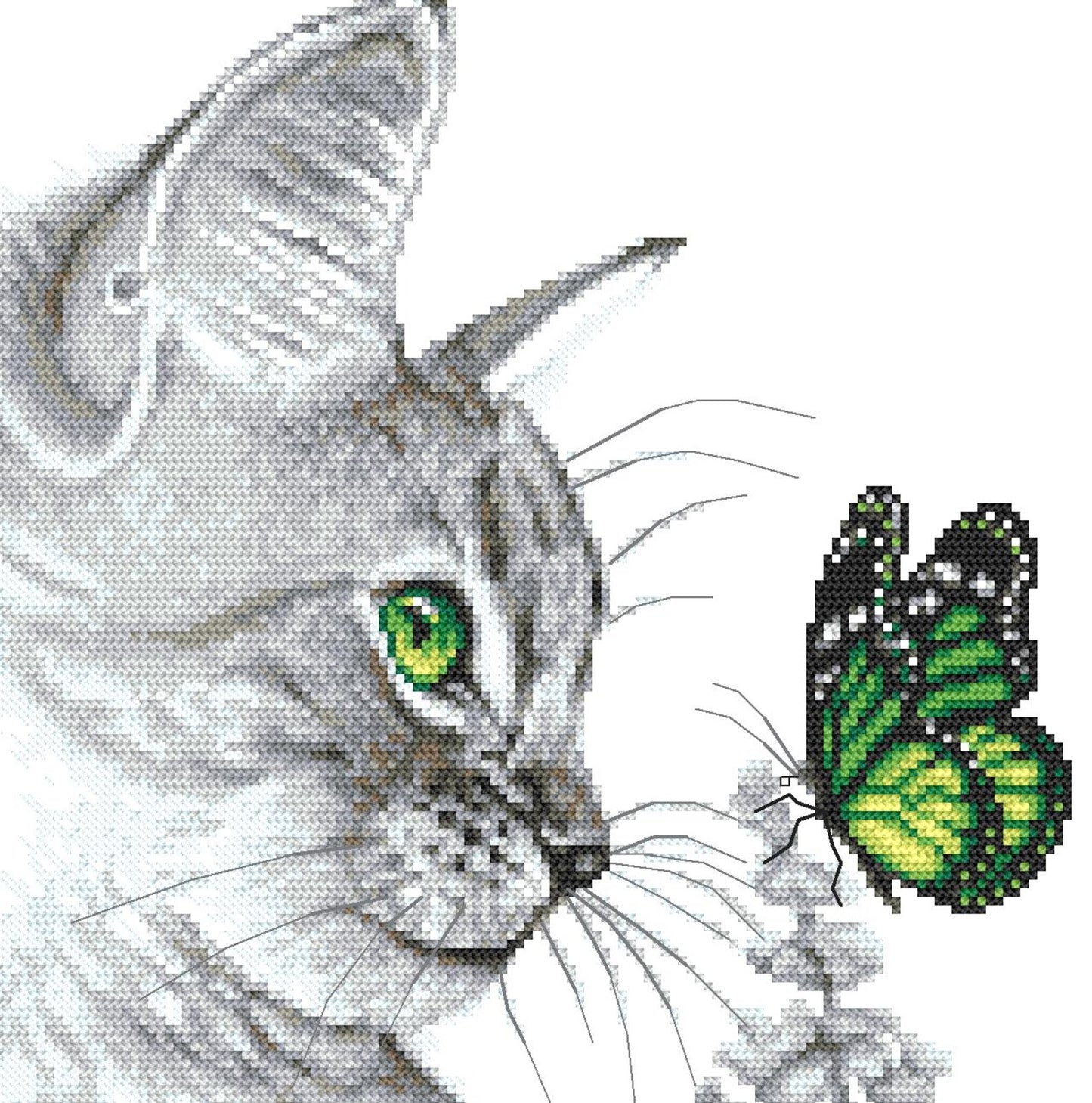 Kitten with butterfly - digital cross stitch pattern, pdf,.hks- smartphone pattern,instant download pattern.
