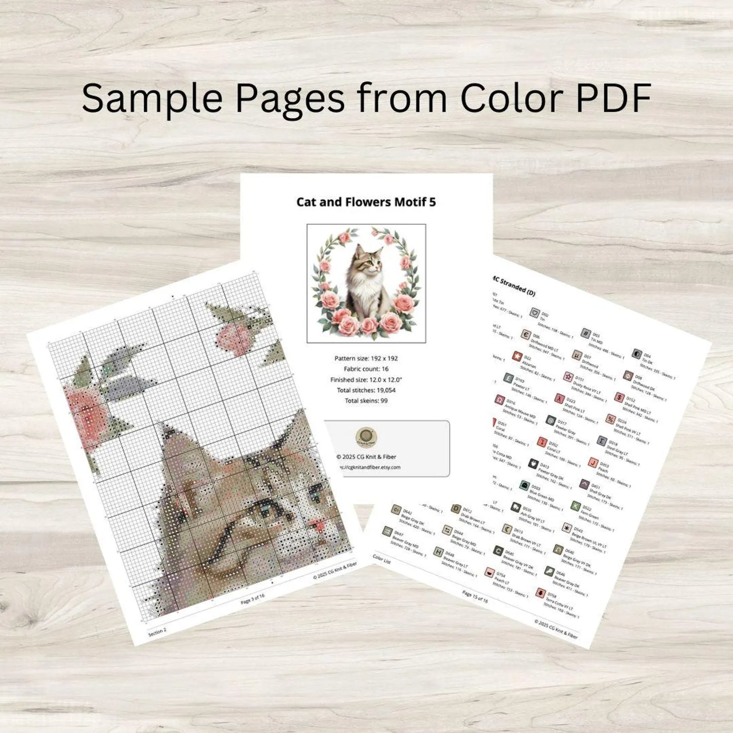 Maine Coon Cat and Pink Roses Cross Stitch Pattern PDF – Floral Feline Embroidery Chart – Romantic Cat Lover Needlepoint Design