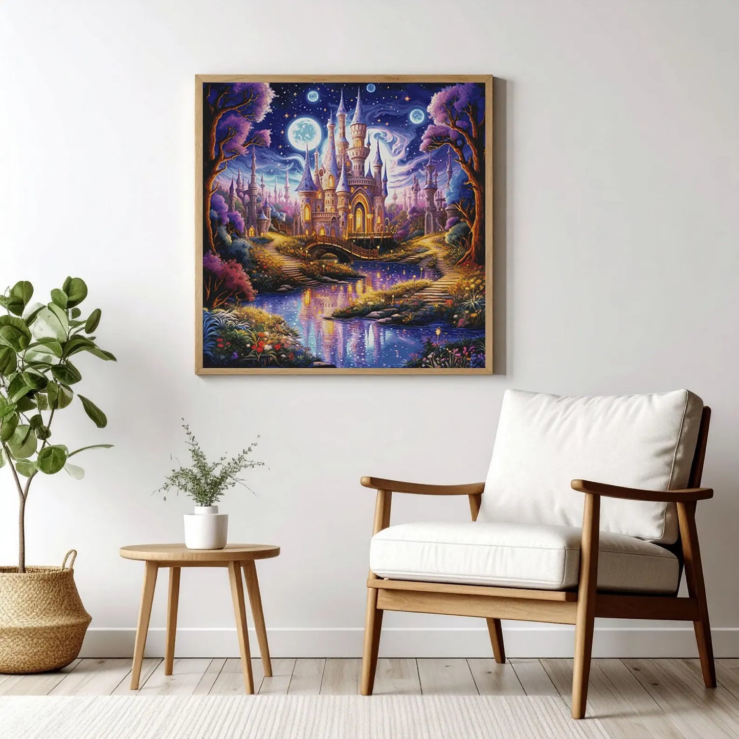 Counted Cross Stitch Pattern The Castle in night, PDF, needle point, easy pattern, dmc, embroidery, halloween cross, flower cross stitch