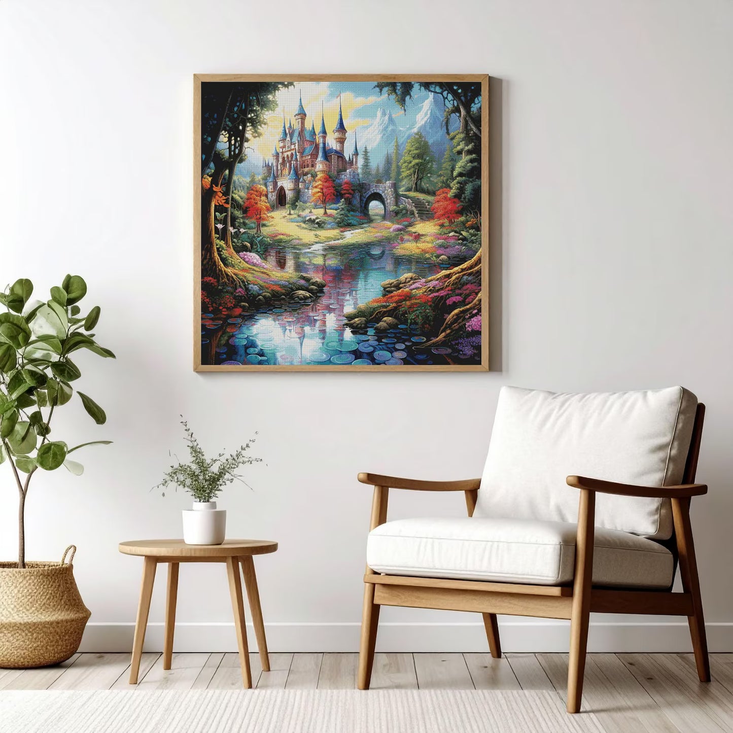Cross Stitch Pattern PDF The Magic Castle, floral embroidery pattern, book pattern, nature, landscape, castle cross stitch, enchanted forest
