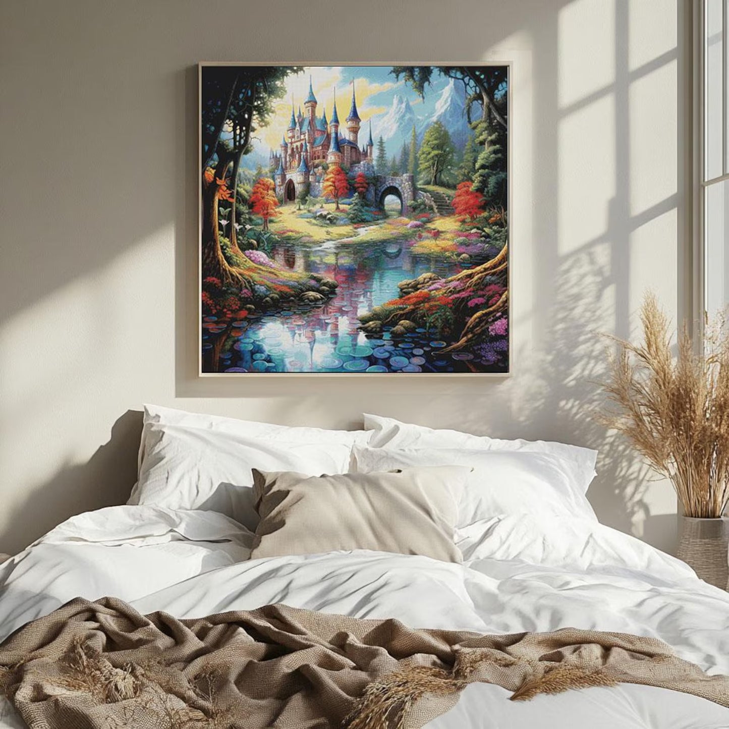 Cross Stitch Pattern PDF The Magic Castle, floral embroidery pattern, book pattern, nature, landscape, castle cross stitch, enchanted forest