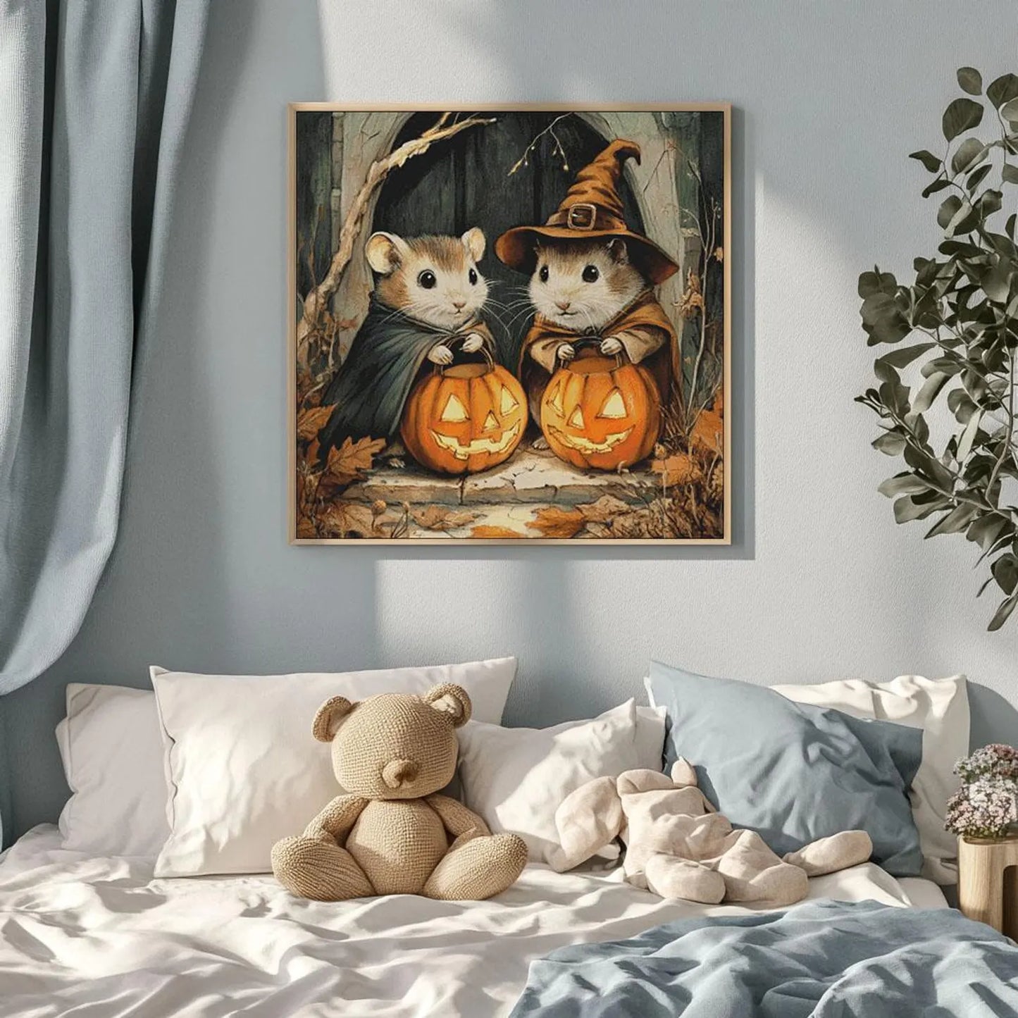 Cross Stitch Pattern PDF Funny Halloween Hamsters, cross stitch art, pumpkin, full coverage, cute animal, digital desing, dmc