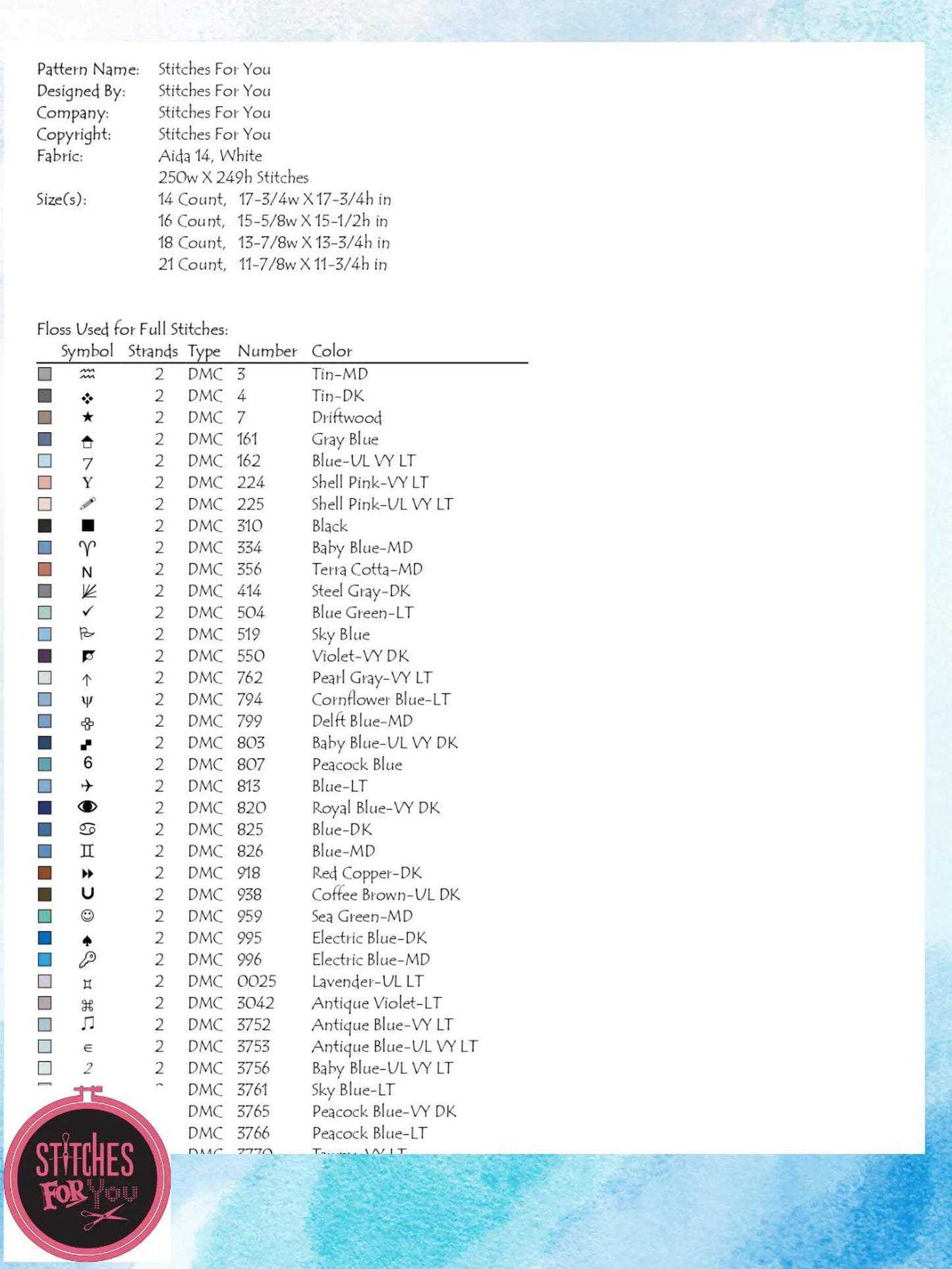 Shore Bliss - Counted Cross Stitch Patterns - Printable Chart PDF Format Needlework Embroidery Crafts DIY DMC color