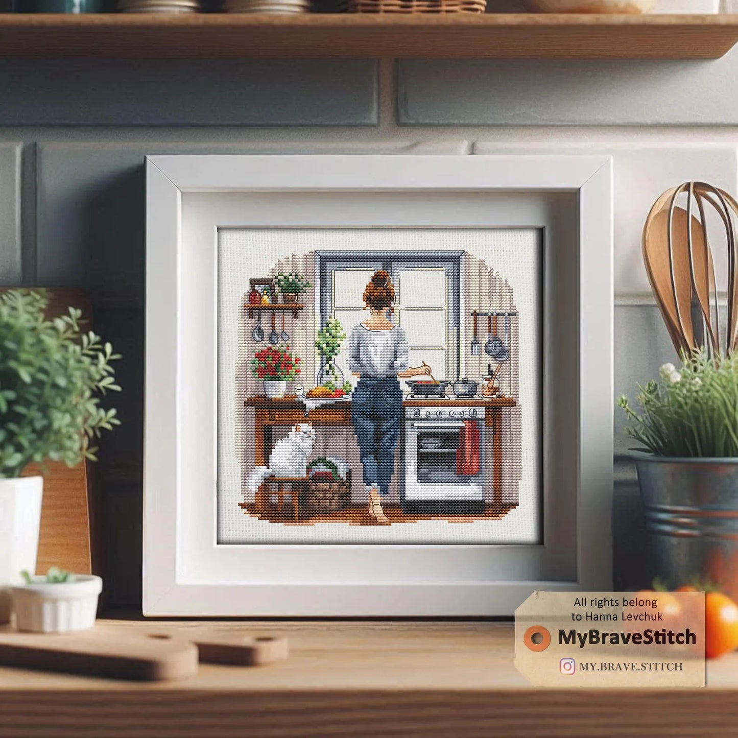 Set of Two Cooking Gardening Girls cross stitch pattern pdf, cat crossstitch pattern, punto de cruz, patrones punto cruz, punto croce schemi