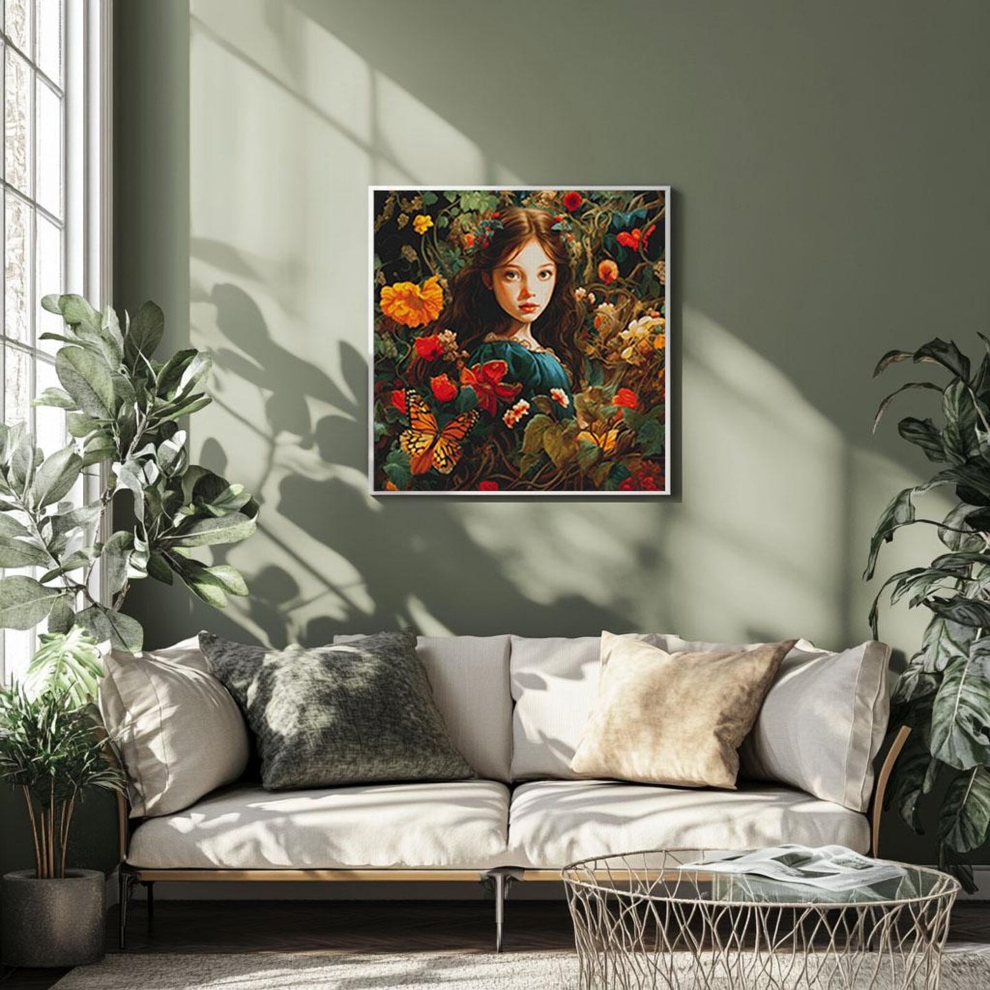 Cross stitch pattern pdf Girl in Flowers, floral embroidery pattern, dmc, magic, summer design, realistic pattern, digital download, chart