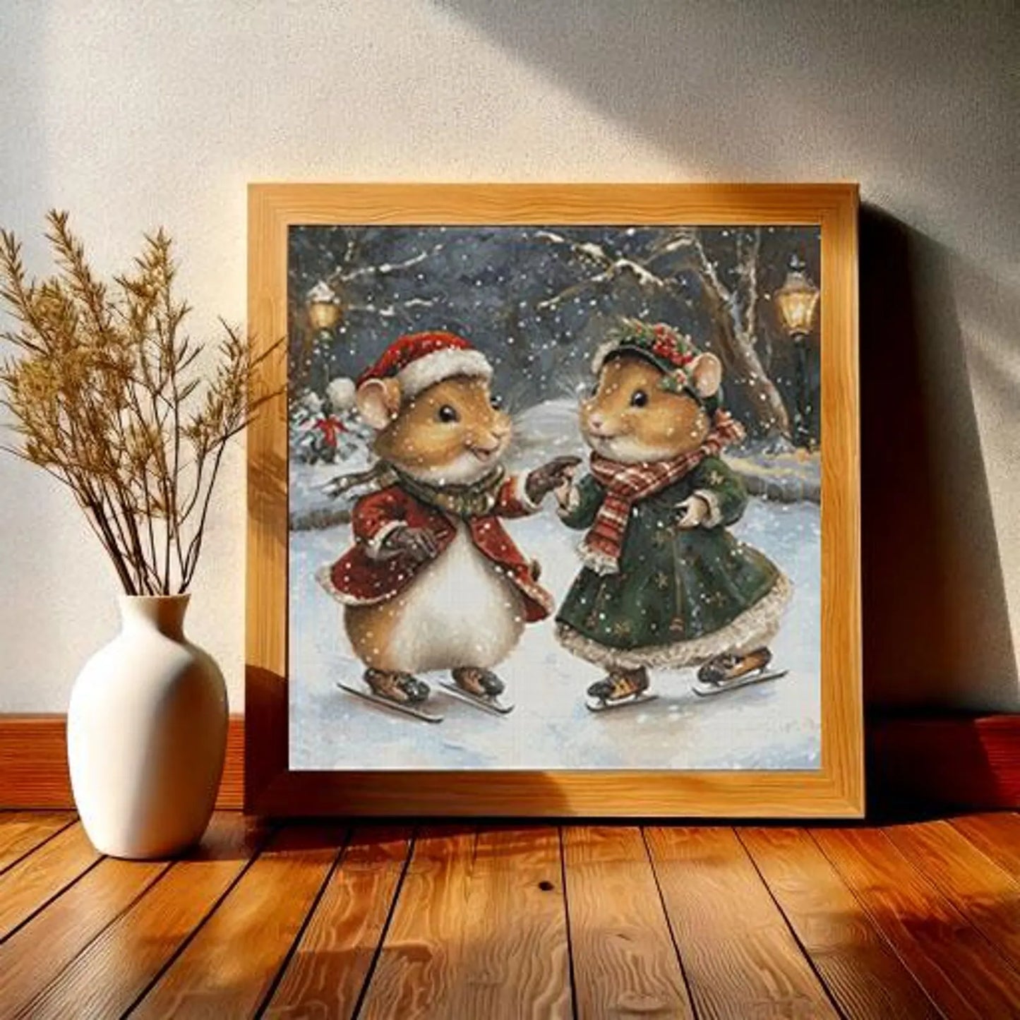 Cross Stitch Pattern PDF Christmas Hamsters in love, digital desing, dms, christmas tree, christmas cross stitch pattern, embroidery pattern