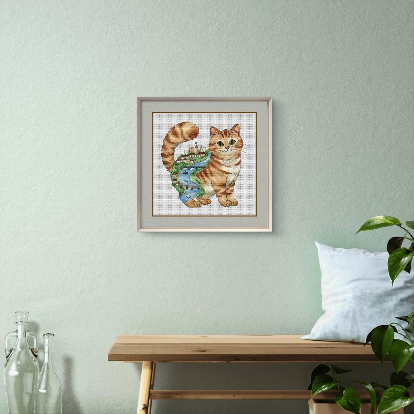Cross Stitch Pattern Cat City – Whimsical Urban Cat Design, PDF Embroidery Pattern, Modern Cross Stitch Chart, Instant Download