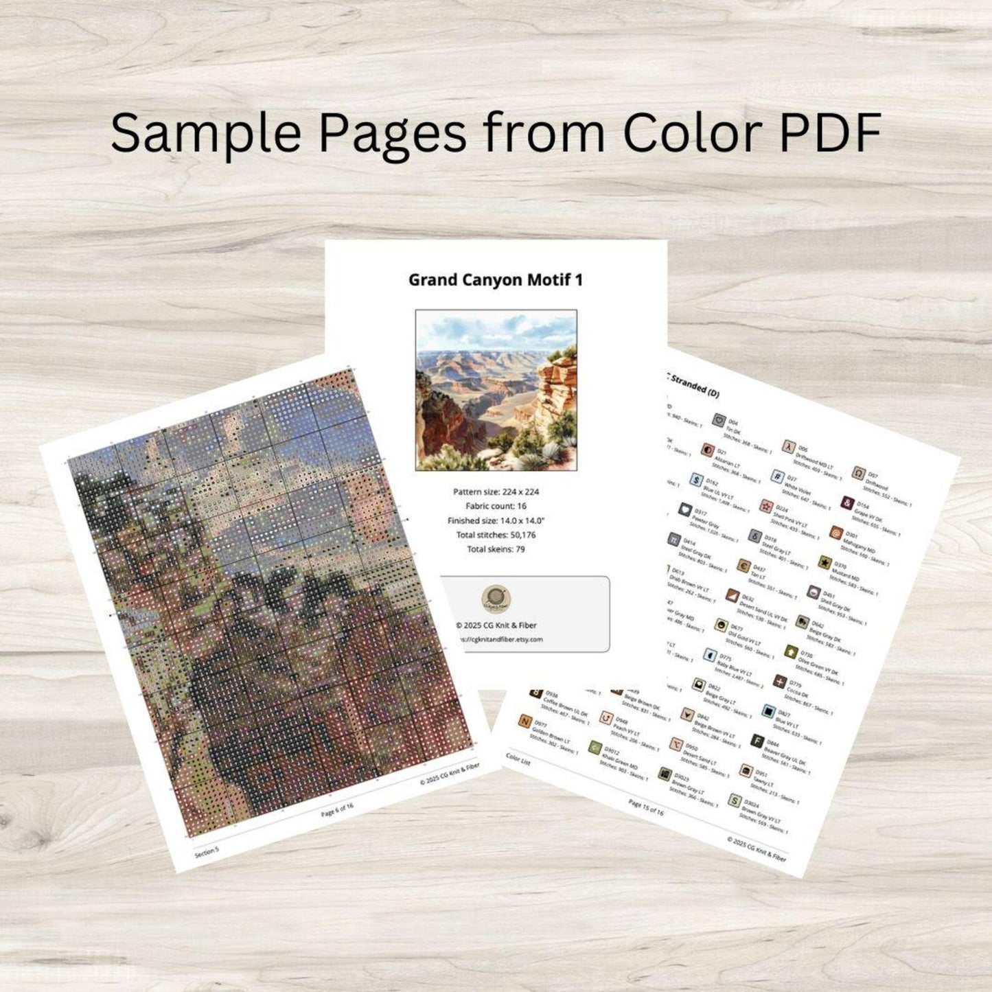 Cross Stitch Pattern: Grand Canyon Landscape Motif 1 - PDF Instant Download