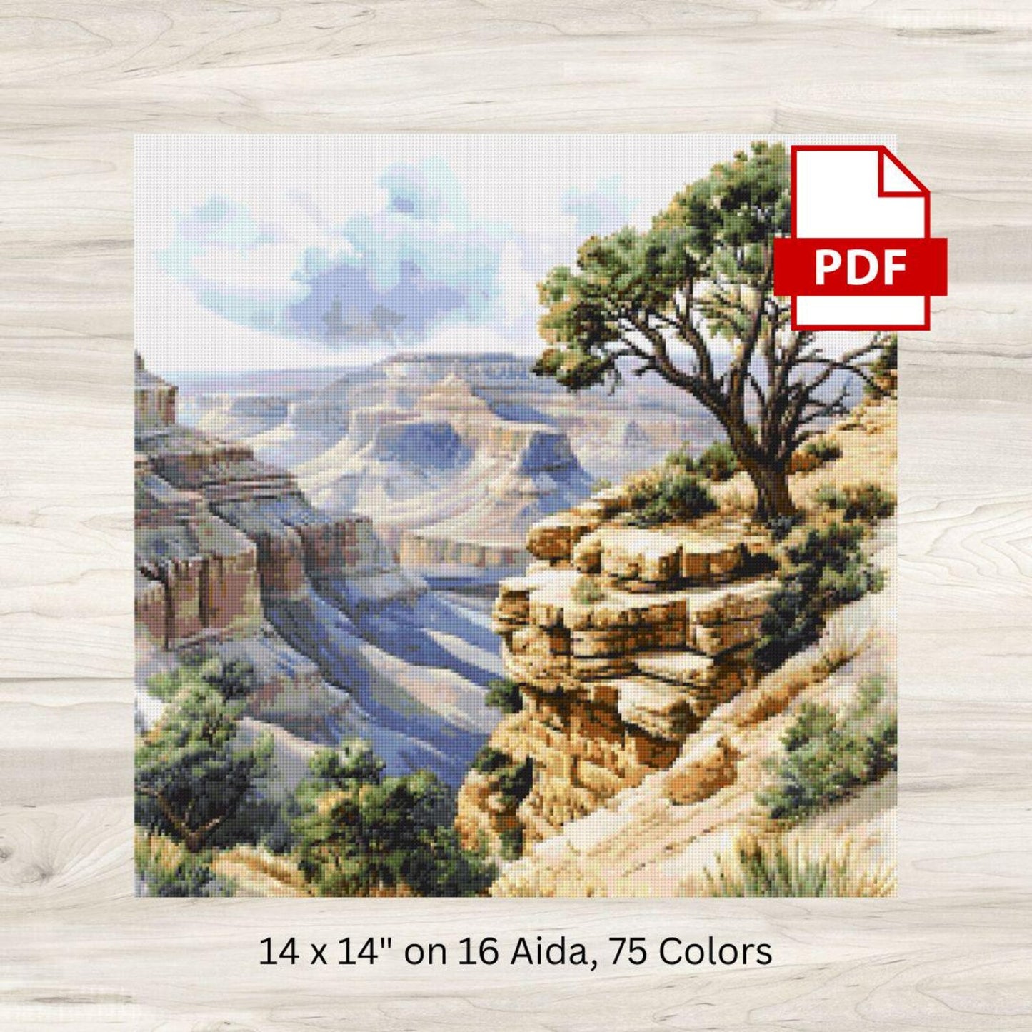 Cross Stitch Pattern: Grand Canyon Landscape Motif 2 - PDF Instant Download