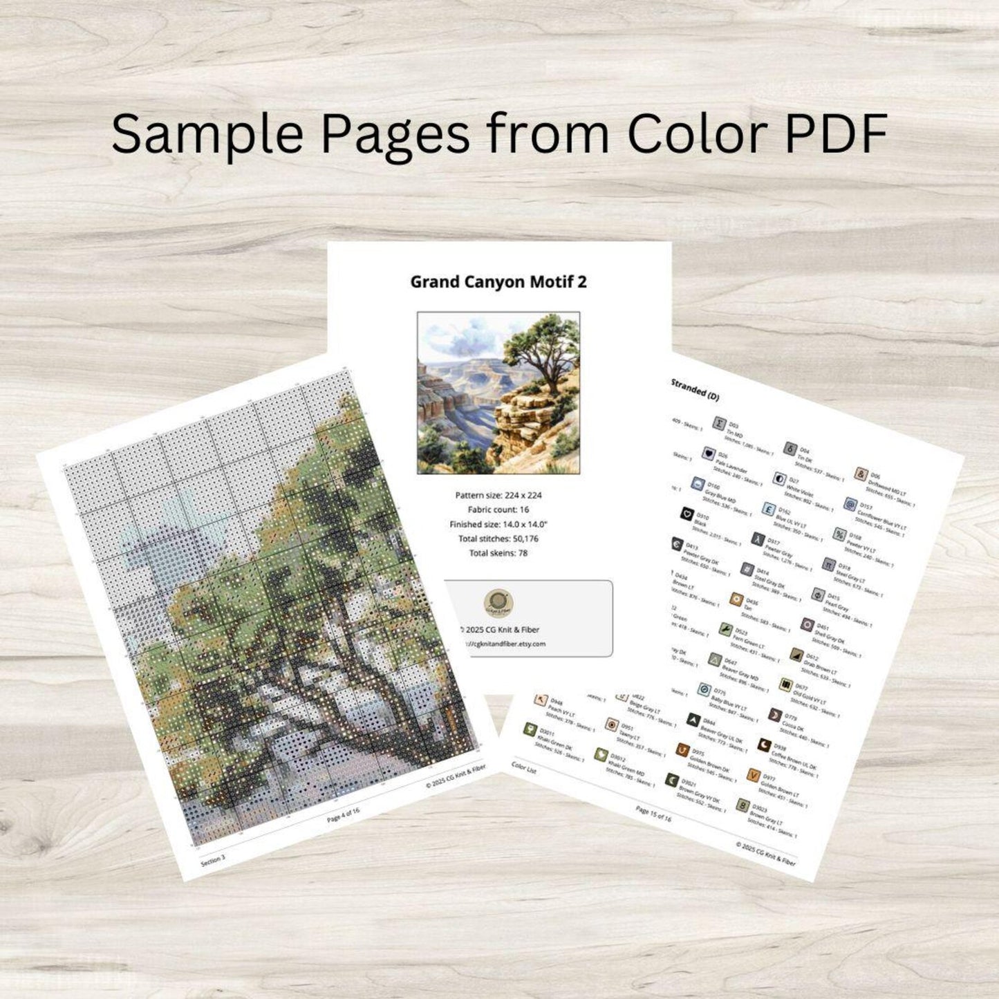Cross Stitch Pattern: Grand Canyon Landscape Motif 2 - PDF Instant Download