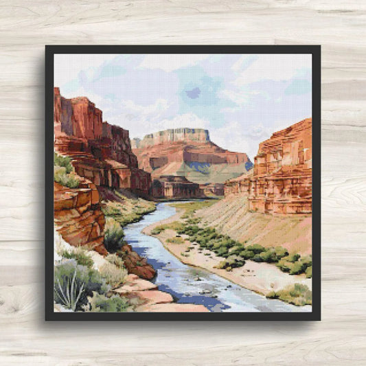 Cross Stitch Pattern: Grand Canyon Landscape Motif 5 - PDF Instant Download