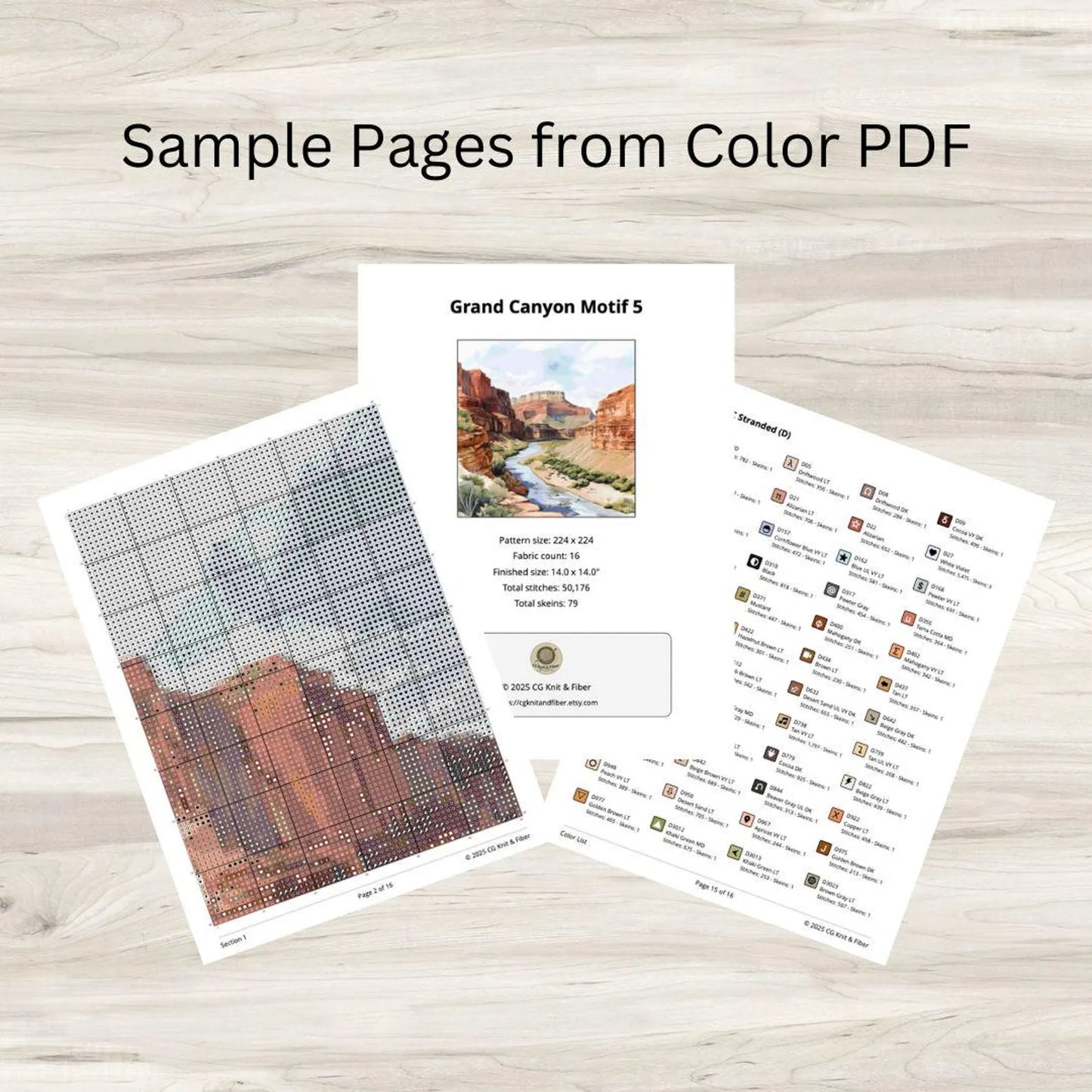 Cross Stitch Pattern: Grand Canyon Landscape Motif 5 - PDF Instant Download