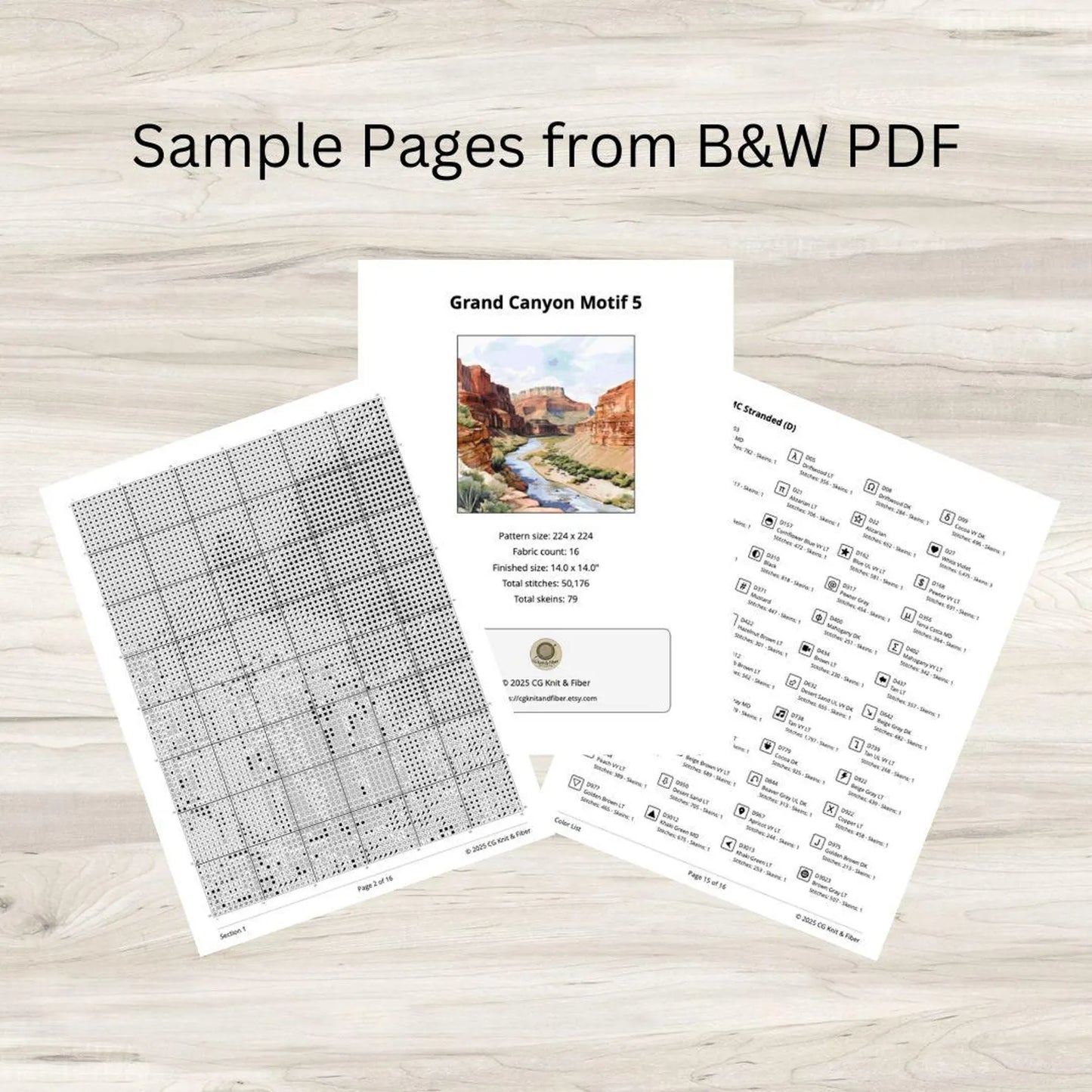Cross Stitch Pattern: Grand Canyon Landscape Motif 5 - PDF Instant Download