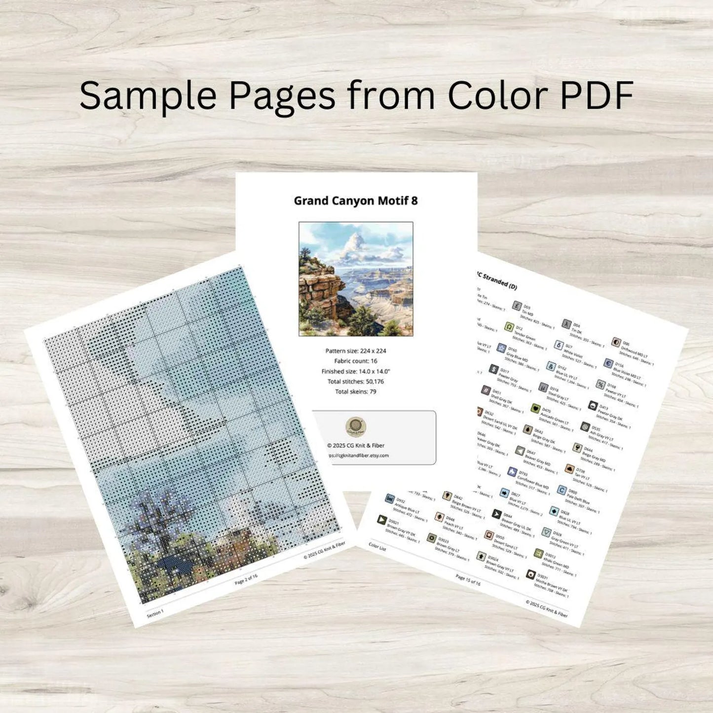 Cross Stitch Pattern: Grand Canyon Landscape Motif 8 - PDF Instant Download