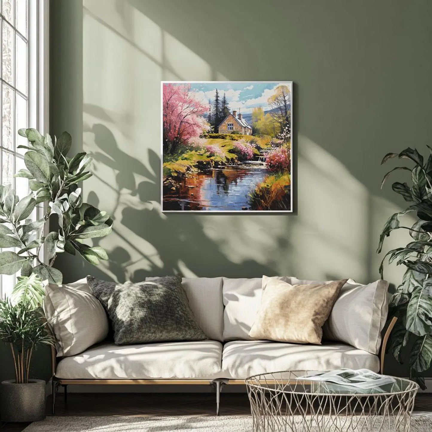 Cross Stitch Pattern PDF Spring landscape, farmhouse, river, landscape cross stitch pattern, dmc, cross stitch design, counted cross stitch