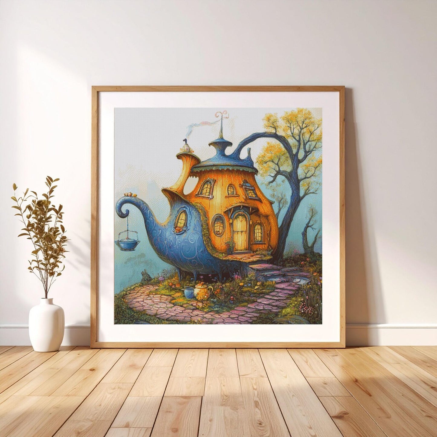 Cross Stitch Pattern PDF The Magic Tea House, counted cross stitch patterns, embroidery pattern, anime, dmc, extra large, digital design