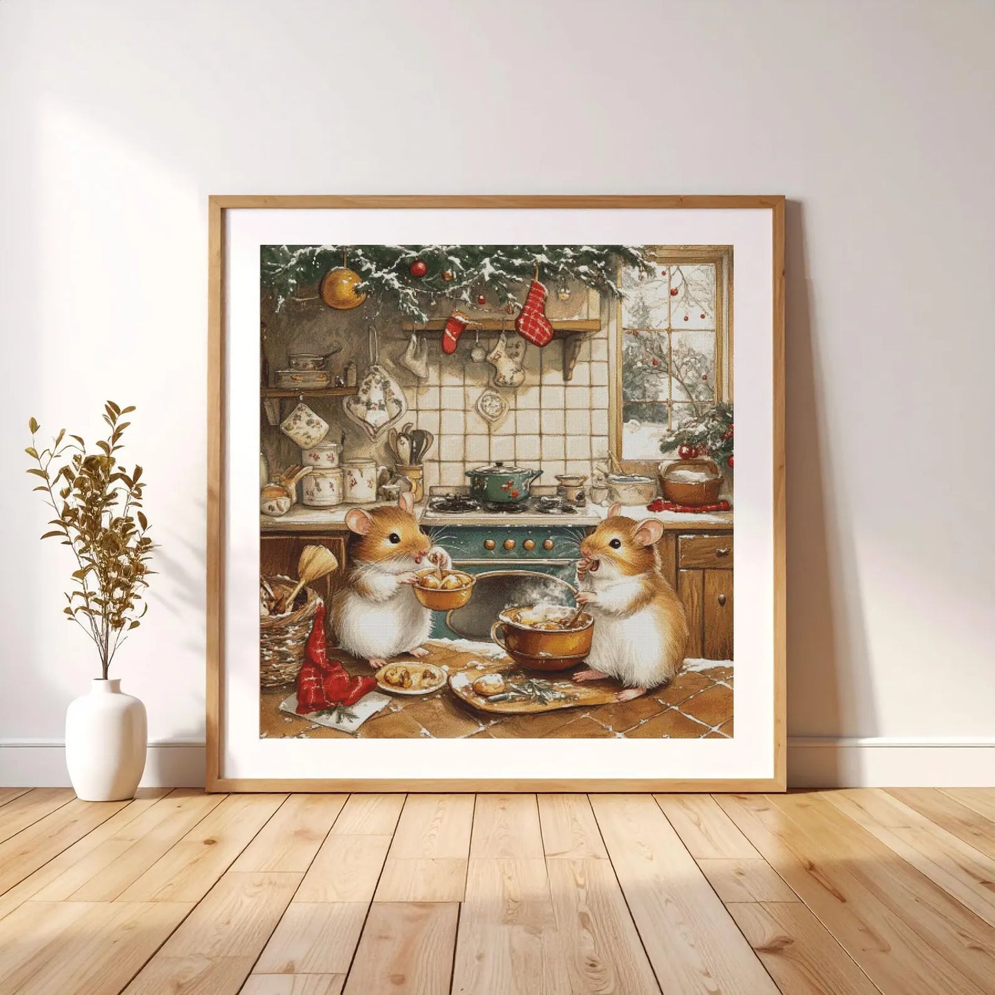 Cross Stitch Pattern PDF Hamsters in the kitchen, digital desing, dms, mouse, christmas tree, valentine cross stitch pattern, gnome cross