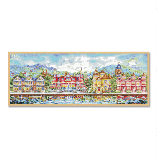 Victorian Promenade, Counted Cross Stitch Pattern, Summer Landscape, Hand Embroidery, Needlepoint Chart, Digital Pattern PDF