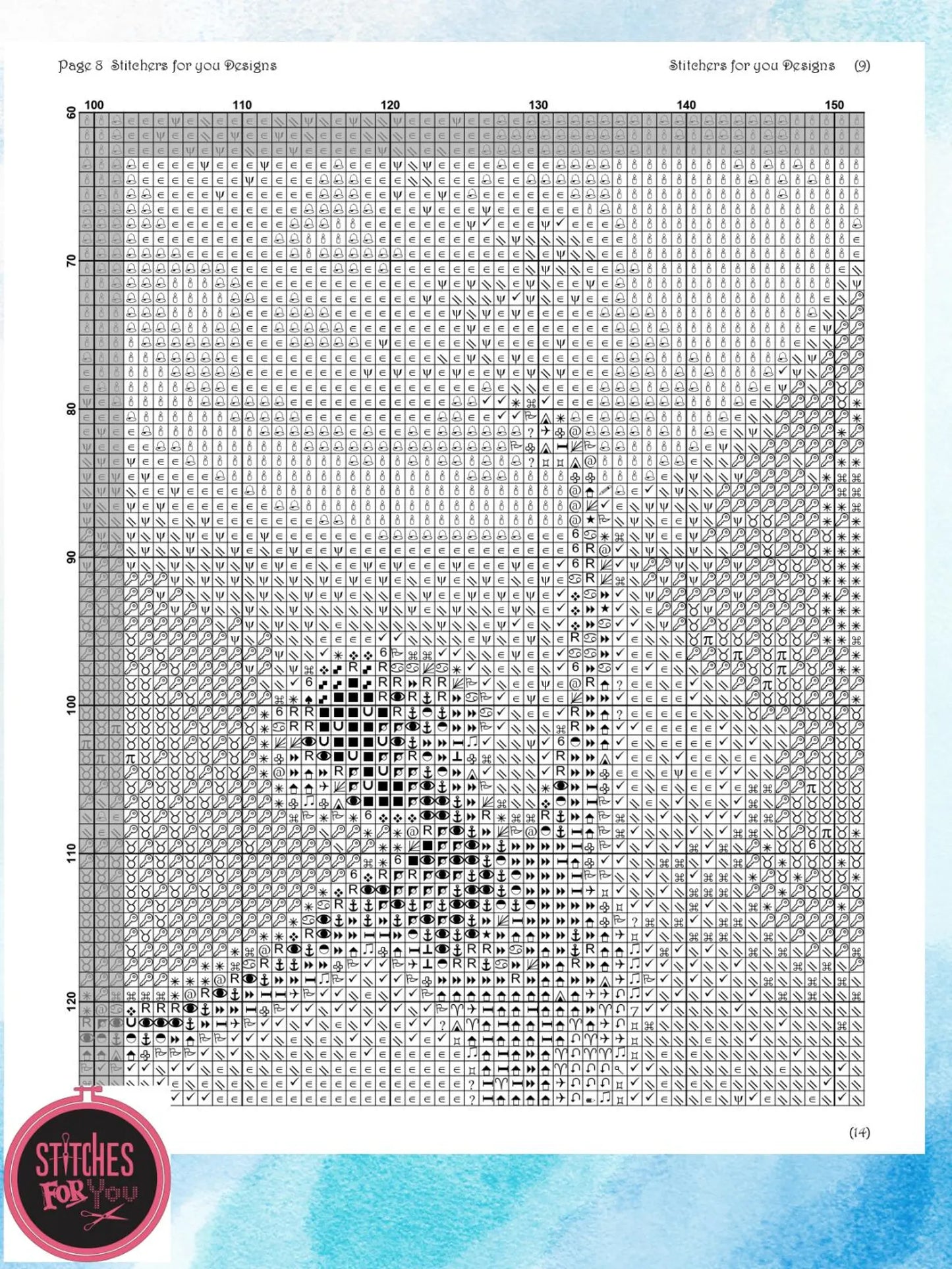 Dance of Waves- Counted Cross Stitch Patterns - Printable Chart PDF Format Needlework Embroidery Crafts DIY DMC color