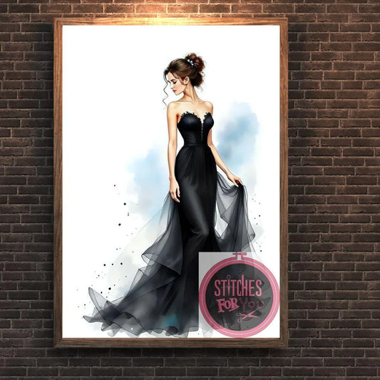 Black Elegance - Counted Cross Stitch Patterns - Printable Chart PDF Format Needlework Embroidery Crafts DIY DMC color