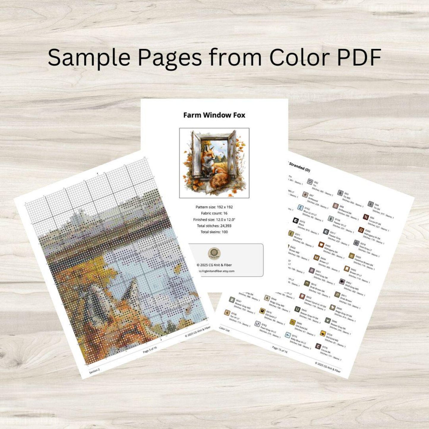 Cross Stitch Pattern: Farm Window Fox in Autumn - PDF Instant Download