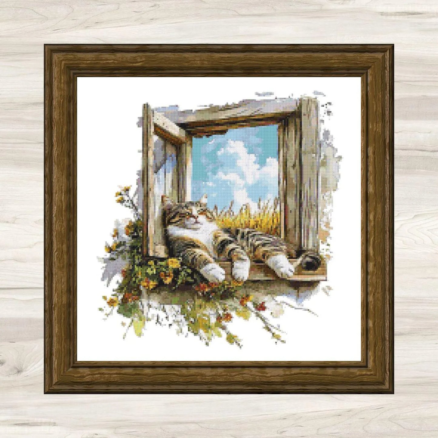 Cross Stitch Pattern: Farm Window Cat - PDF Instant Download