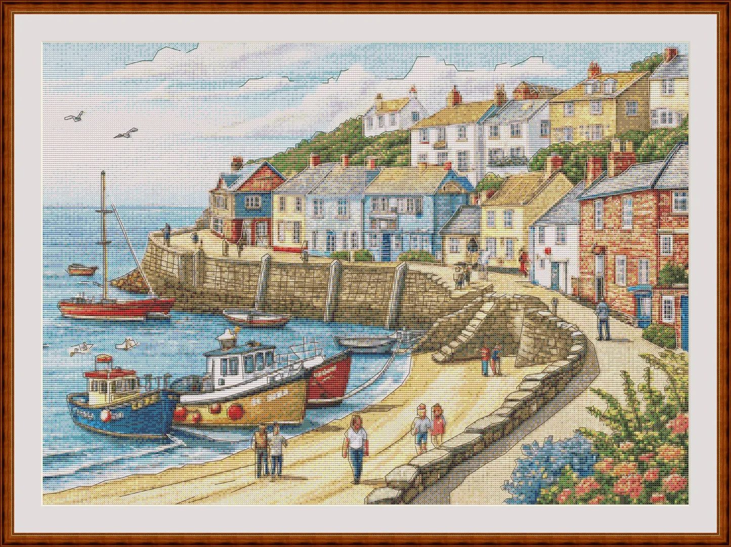 Seaside Serenity: Coastal Village Counted Cross Stitch Patterns - Printable Chart PDF Format Needlework Embroidery Crafts DIY DMC color