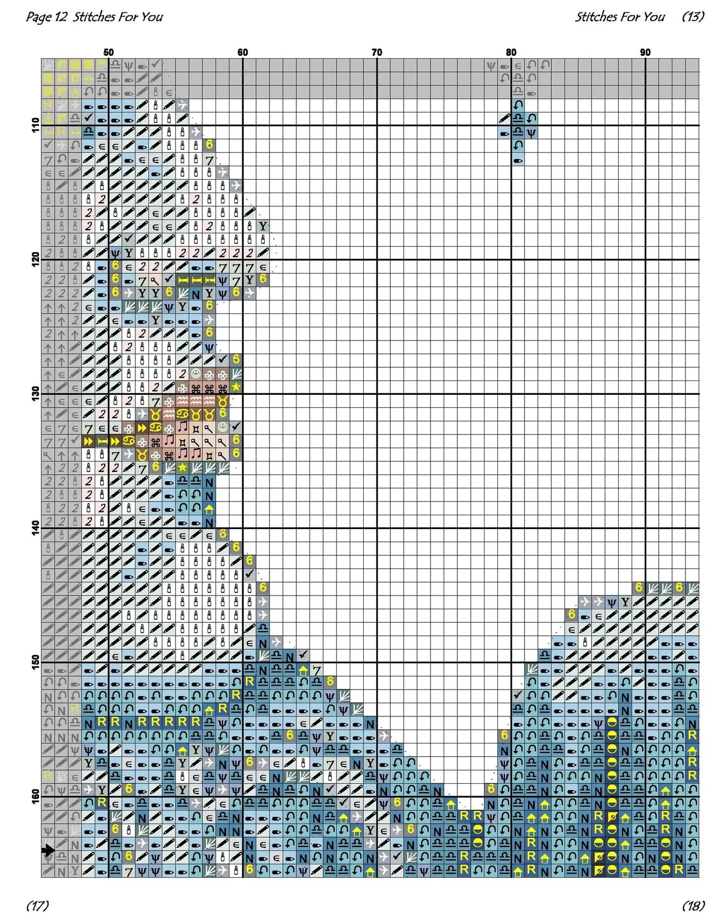 Goddess of the Crescent Moon - Counted Cross Stitch Patterns - Printable Chart PDF Format Needlework Embroidery Crafts DIY DMC color