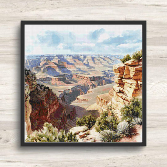 Cross Stitch Pattern: Grand Canyon Landscape Motif 1 - PDF Instant Download