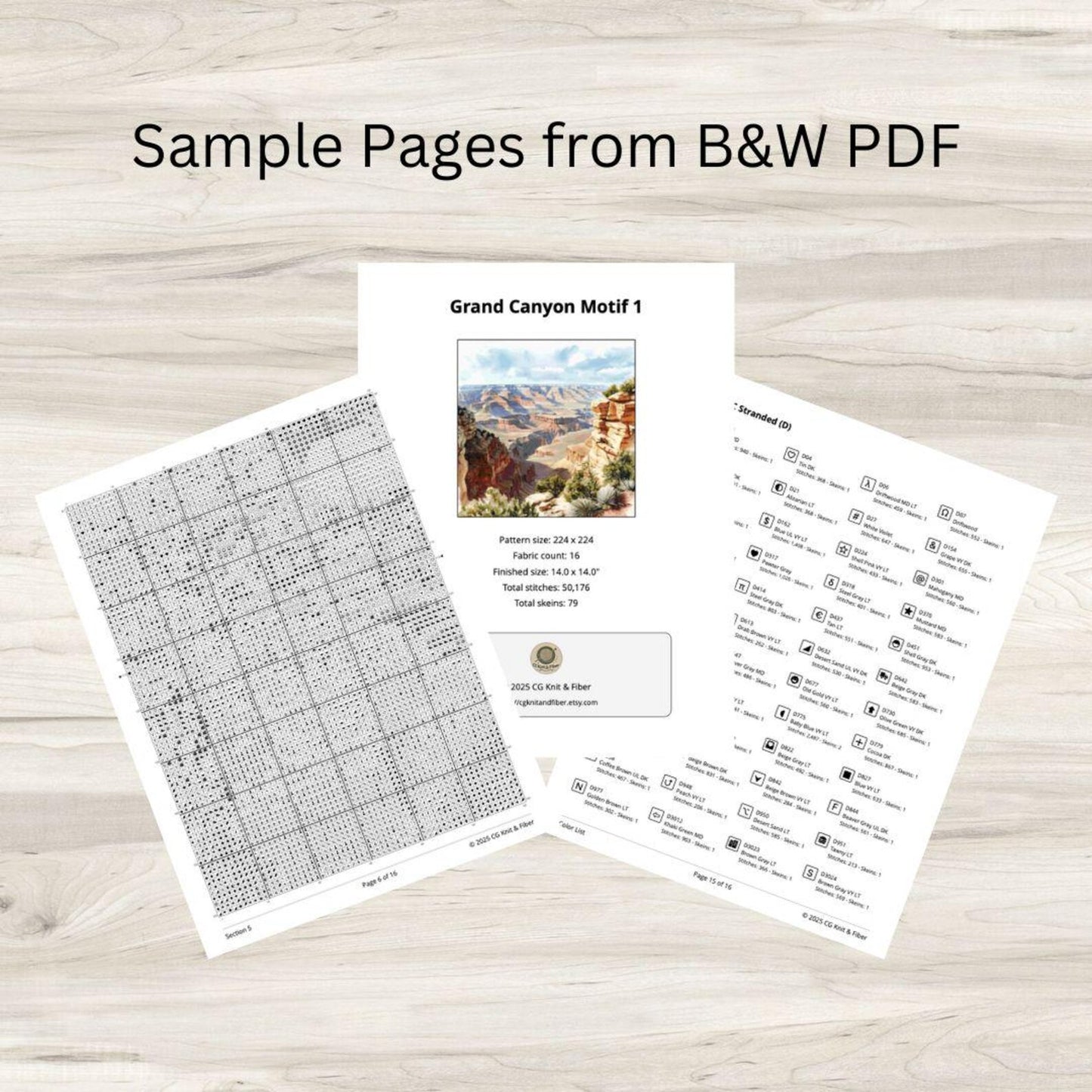 Cross Stitch Pattern: Grand Canyon Landscape Motif 1 - PDF Instant Download