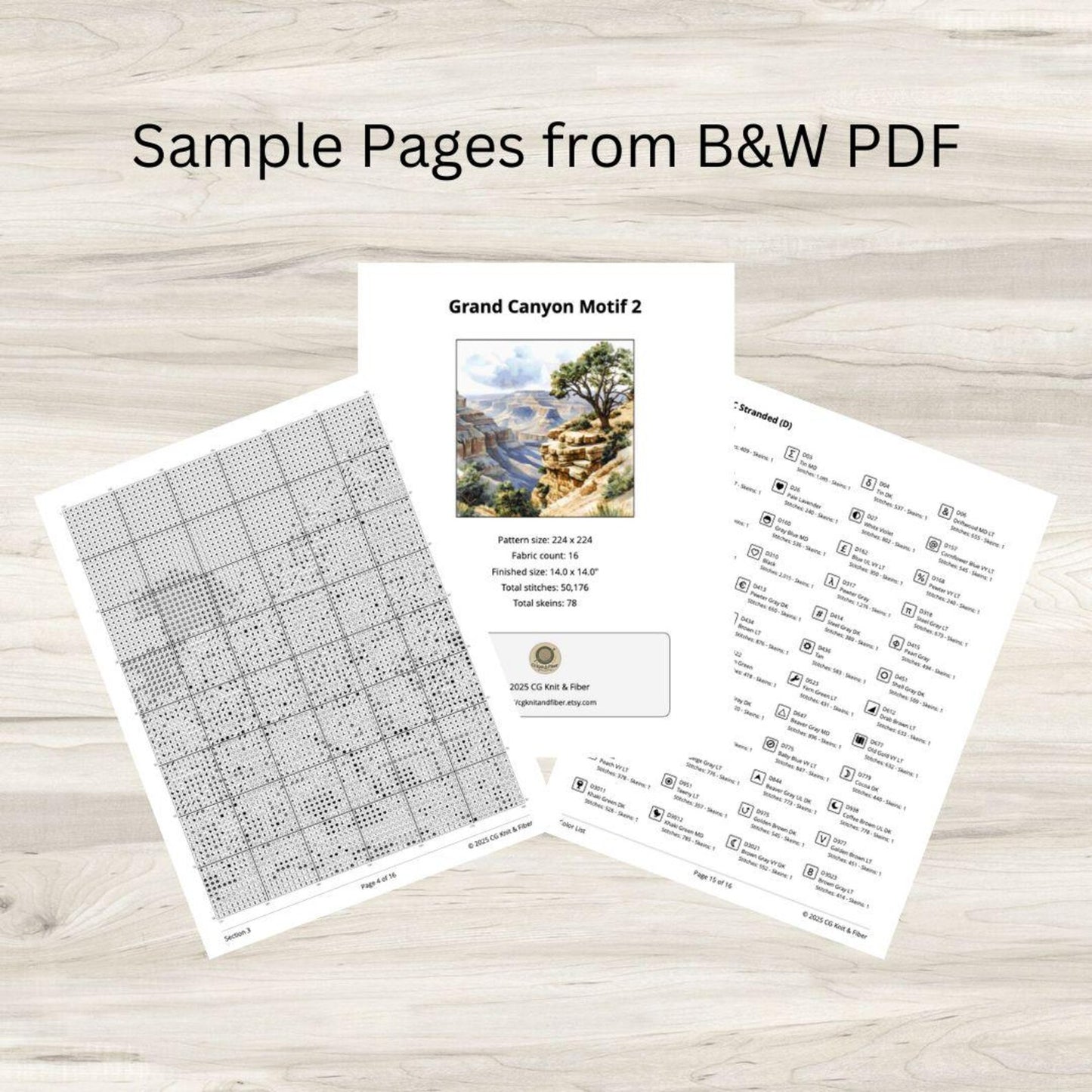 Cross Stitch Pattern: Grand Canyon Landscape Motif 2 - PDF Instant Download