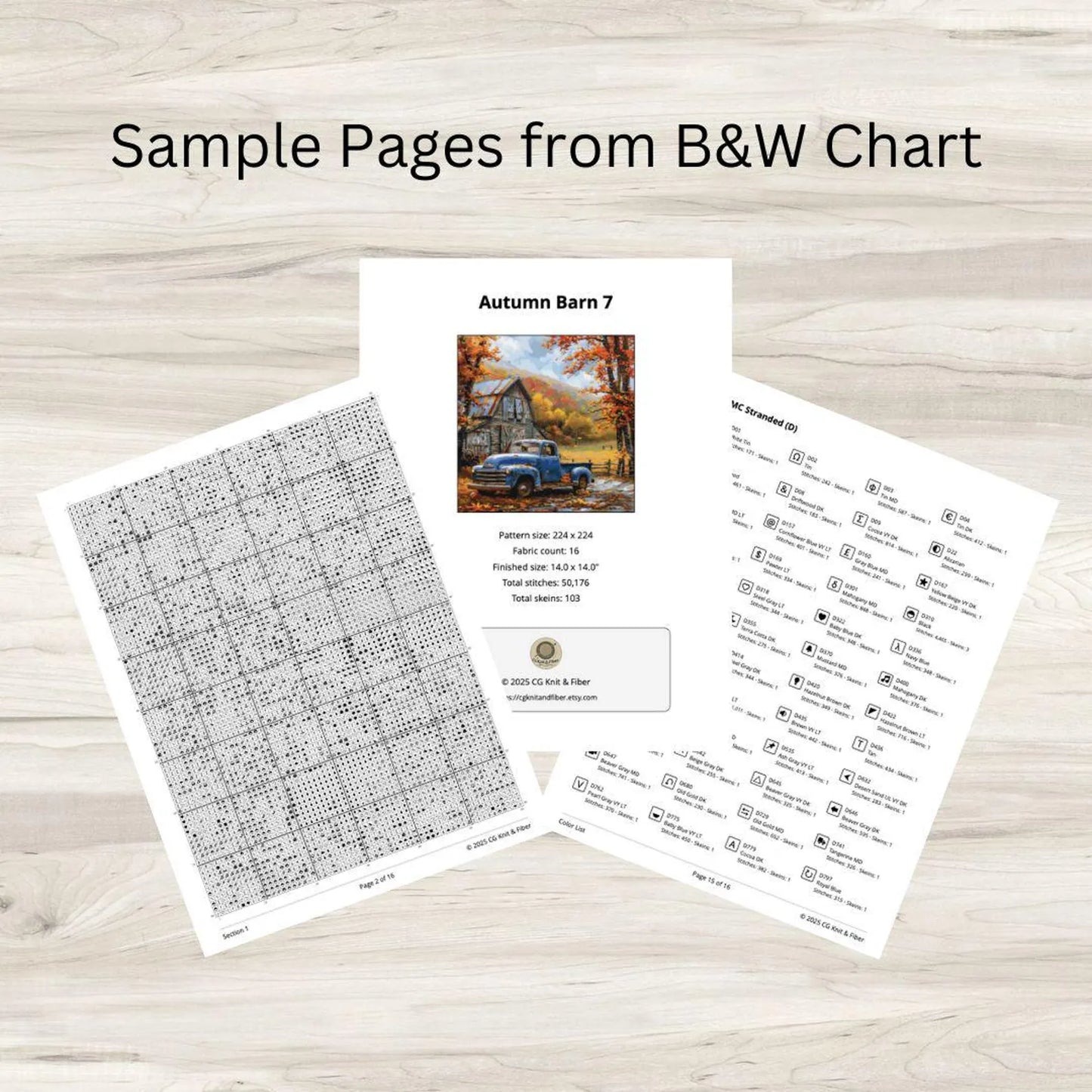 Cross Stitch Pattern: Autumn Barn and Truck Rural Americana Motif 7 - PDF Instant Download