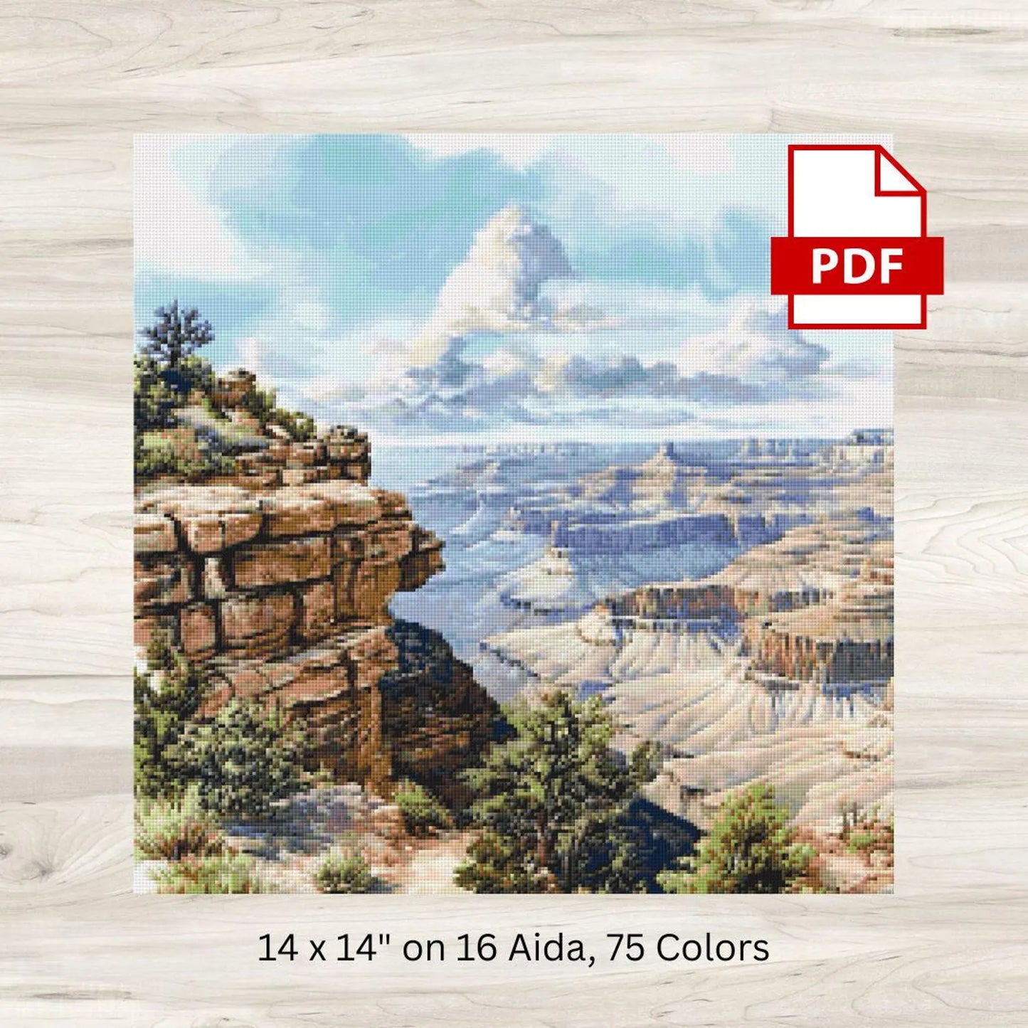 Cross Stitch Pattern: Grand Canyon Landscape Motif 8 - PDF Instant Download