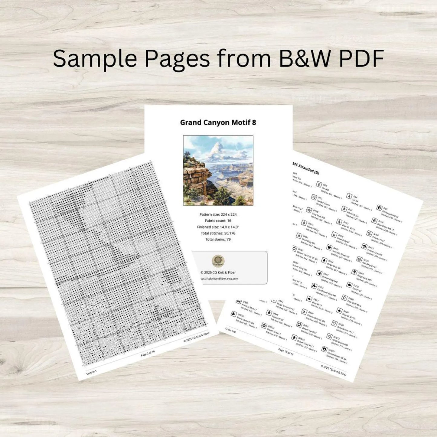 Cross Stitch Pattern: Grand Canyon Landscape Motif 8 - PDF Instant Download