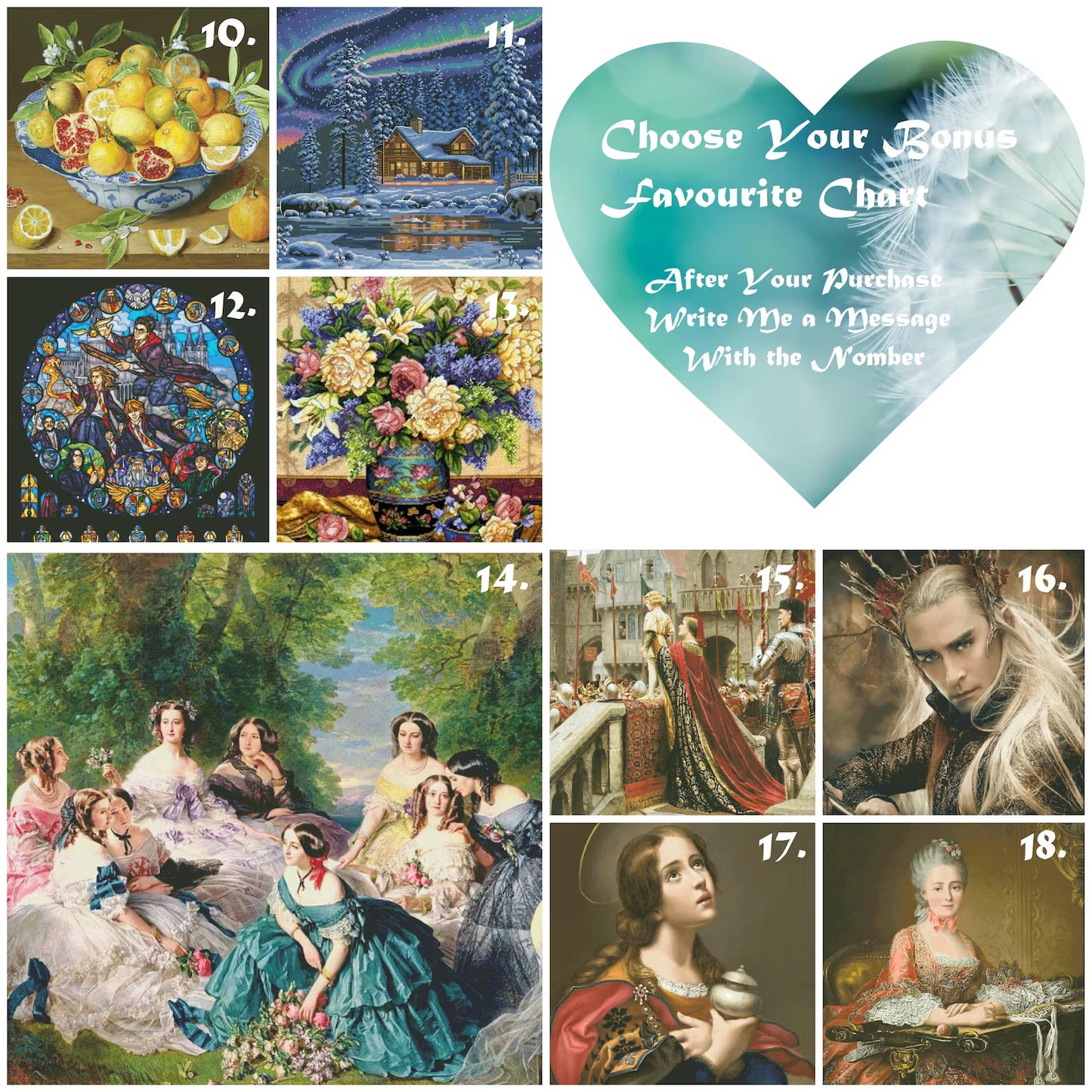 PDF Cross Stitch Pattern "Rivendell Sunset" DMC 88 Solid/Blended Colors 498w X 300h Stitches, Size on 18th Count 71w X 43h cm (28w' X 17h')