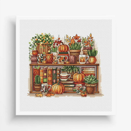 Fall Cross Stitch Pattern PDF Instant Download, Autumn Cute Pumpkin Embroidery, Autumn Vintage Decor, Autumn Counted Cross Stitch