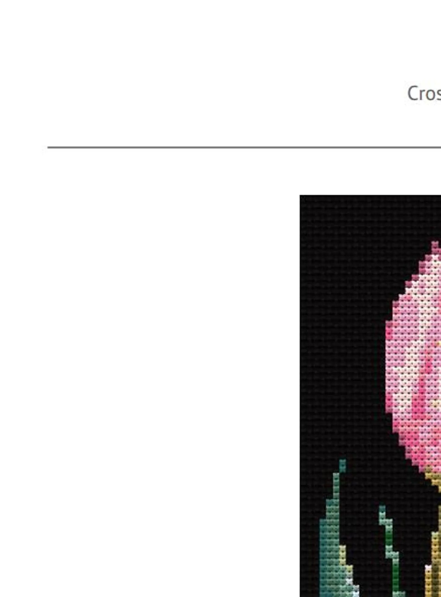 Tulip Flower Digital Cross Stitch Pattern | PDF | Hand Embroidery Pink Tulip Design | DIY Crafts