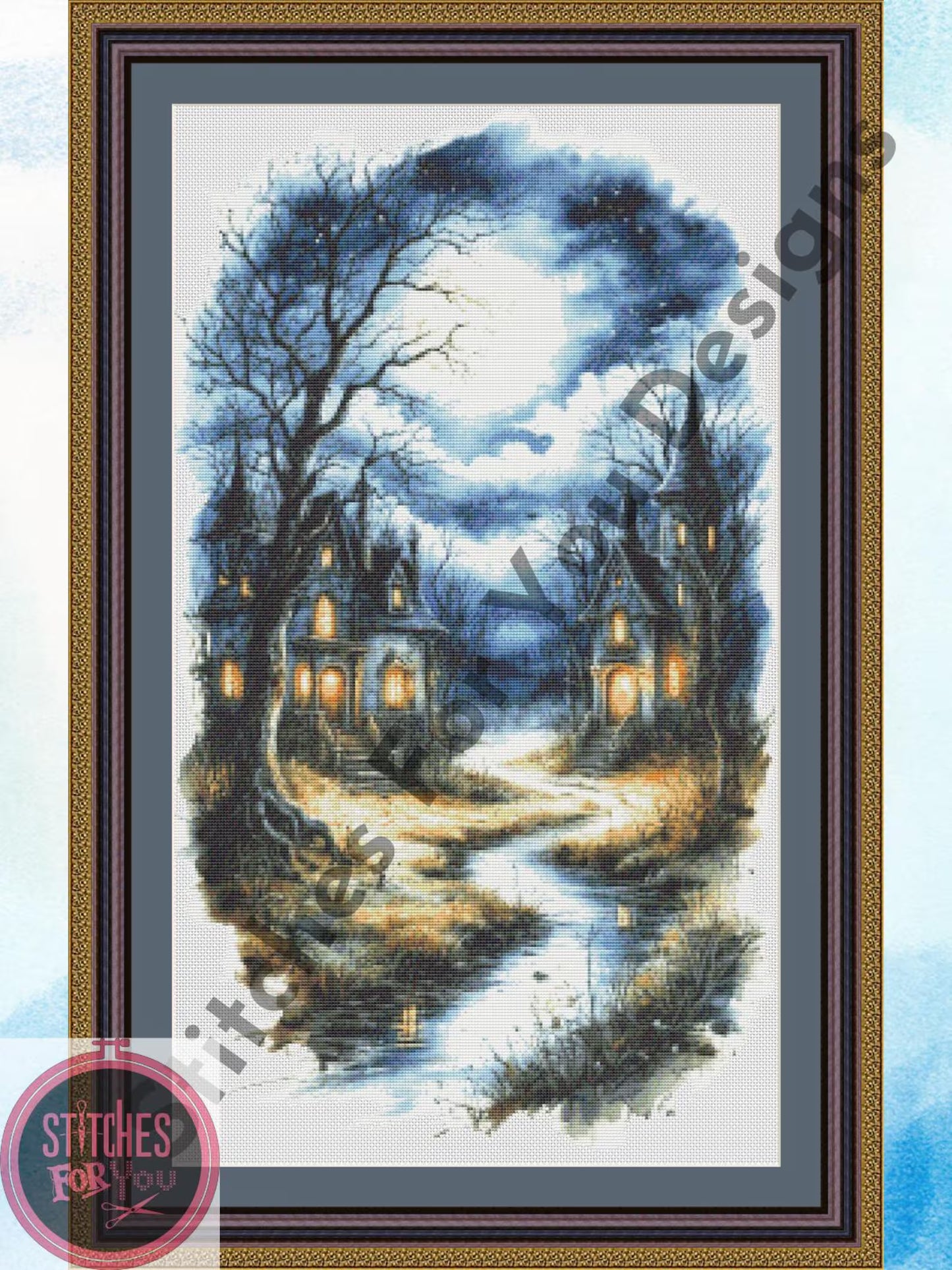 Haunted Haven- Counted Cross Stitch Patterns - Printable Chart PDF Format Needlework Embroidery Crafts DIY DMC color