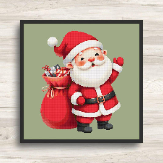 Cross Stitch Pattern: Cute Christmas Santa with Gifts 3 - PDF Instant Download