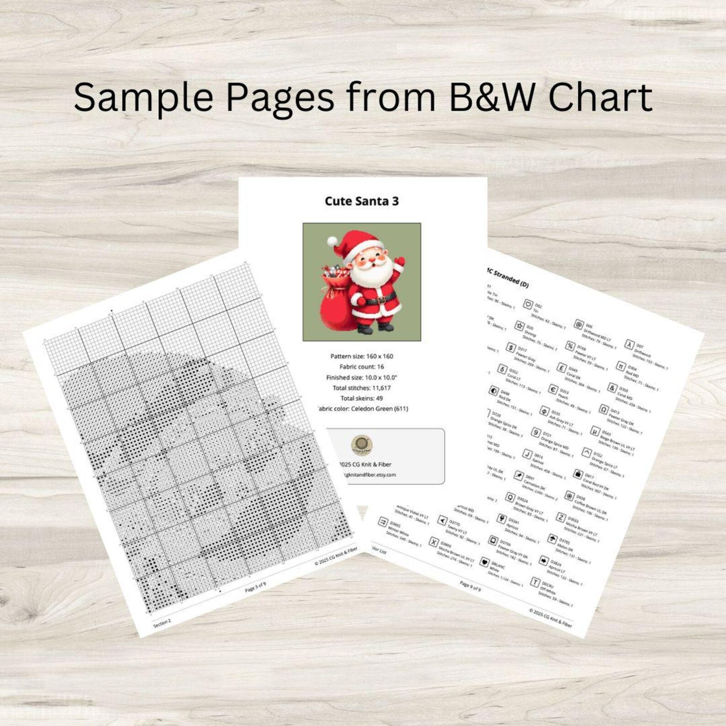 Cross Stitch Pattern: Cute Christmas Santa with Gifts 3 - PDF Instant Download