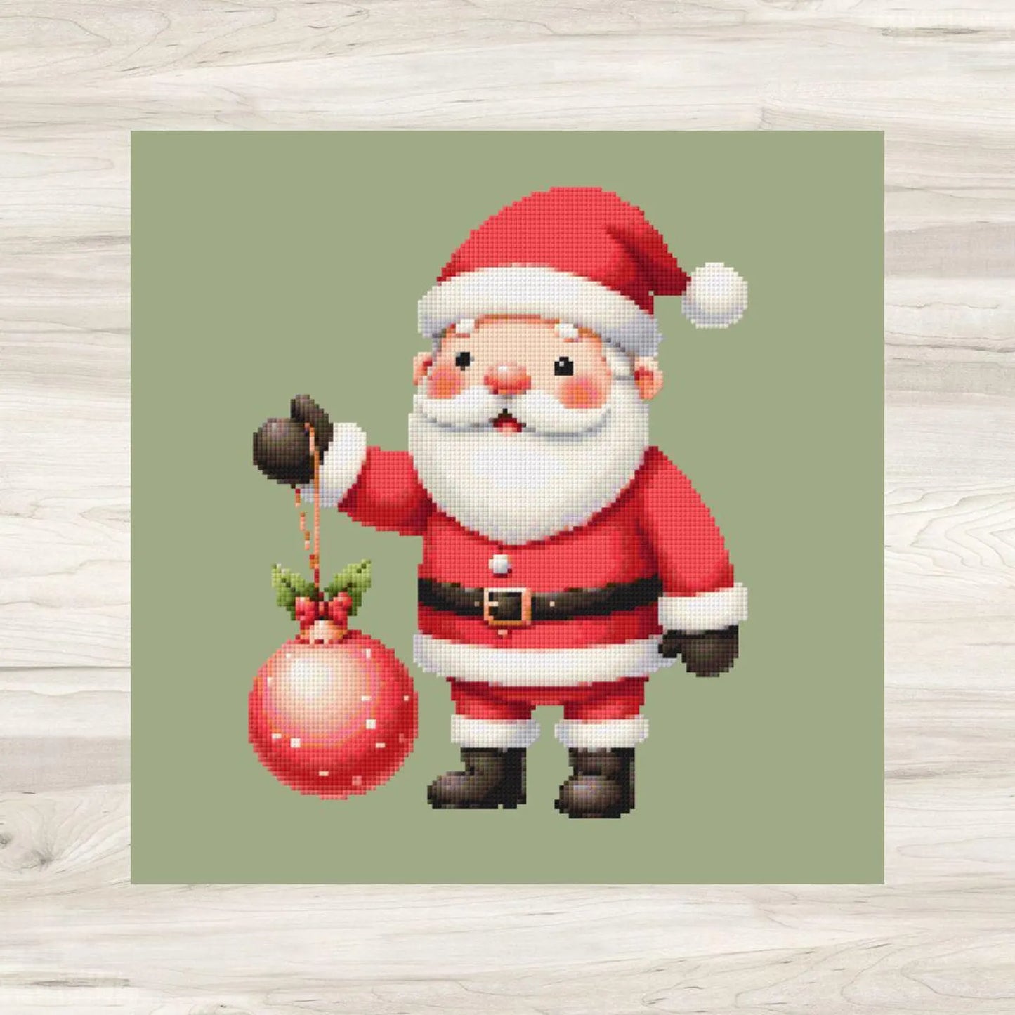Cross Stitch Pattern: Cute Christmas Santa with Ornament 17 - PDF Instant Download