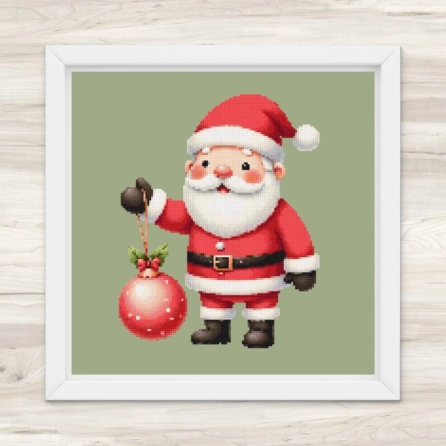 Cross Stitch Pattern: Cute Christmas Santa with Ornament 17 - PDF Instant Download