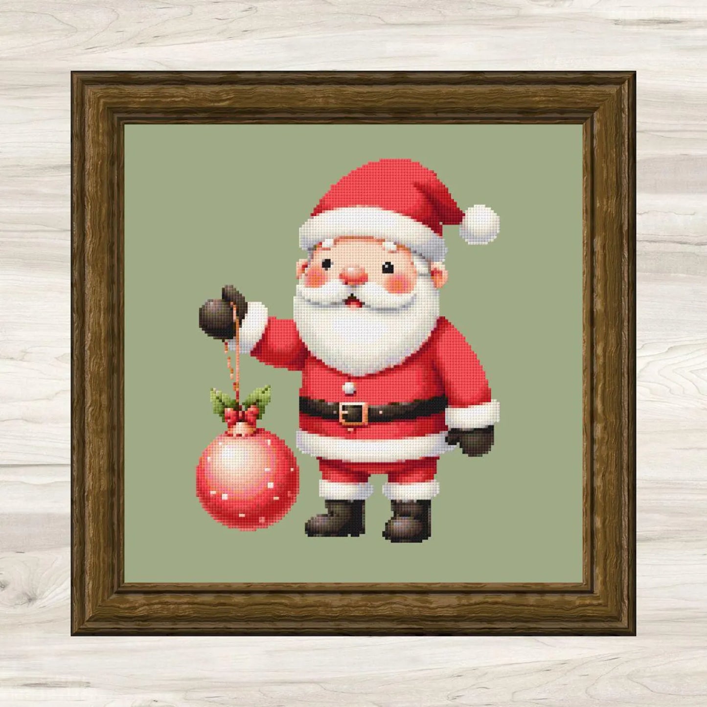 Cross Stitch Pattern: Cute Christmas Santa with Ornament 17 - PDF Instant Download