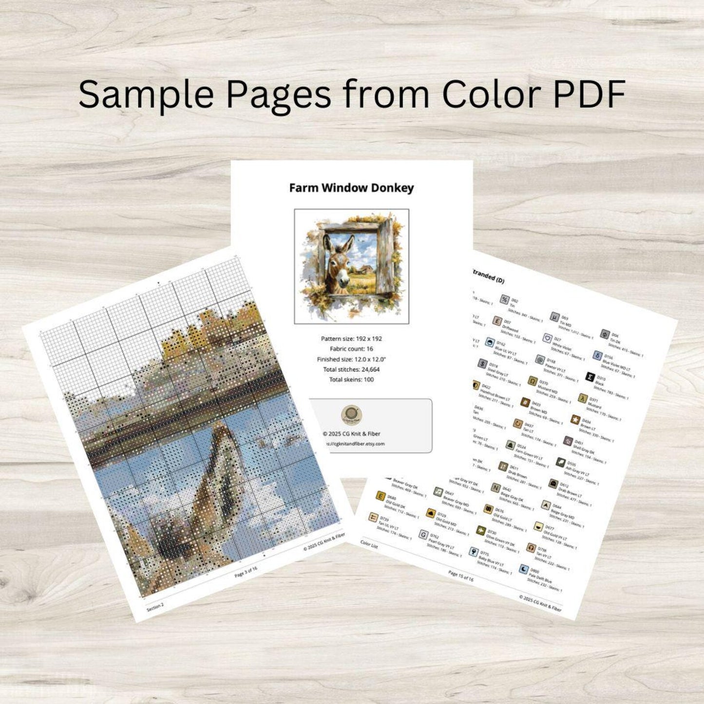 Cross Stitch Pattern: Farm Window Donkey - PDF Instant Download
