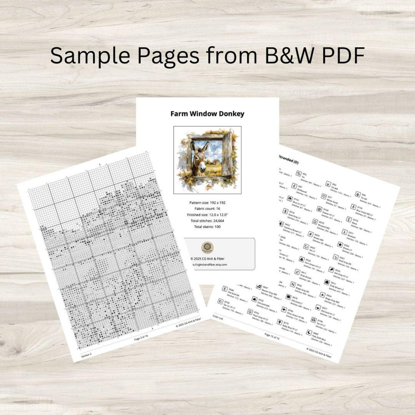 Cross Stitch Pattern: Farm Window Donkey - PDF Instant Download