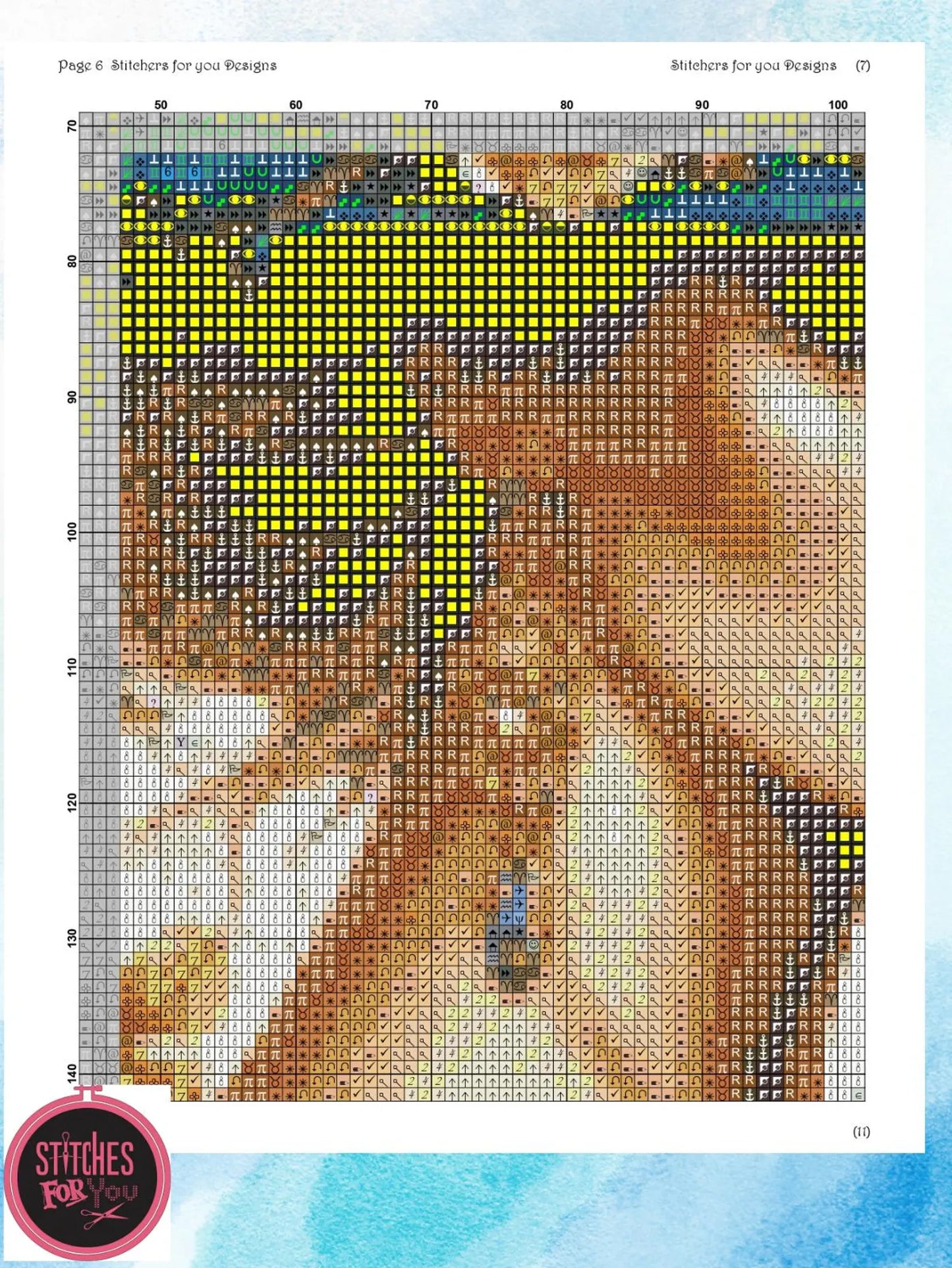 Golden Bloom- Counted Cross Stitch Patterns - Printable Chart PDF Format Needlework Embroidery Crafts DIY DMC color