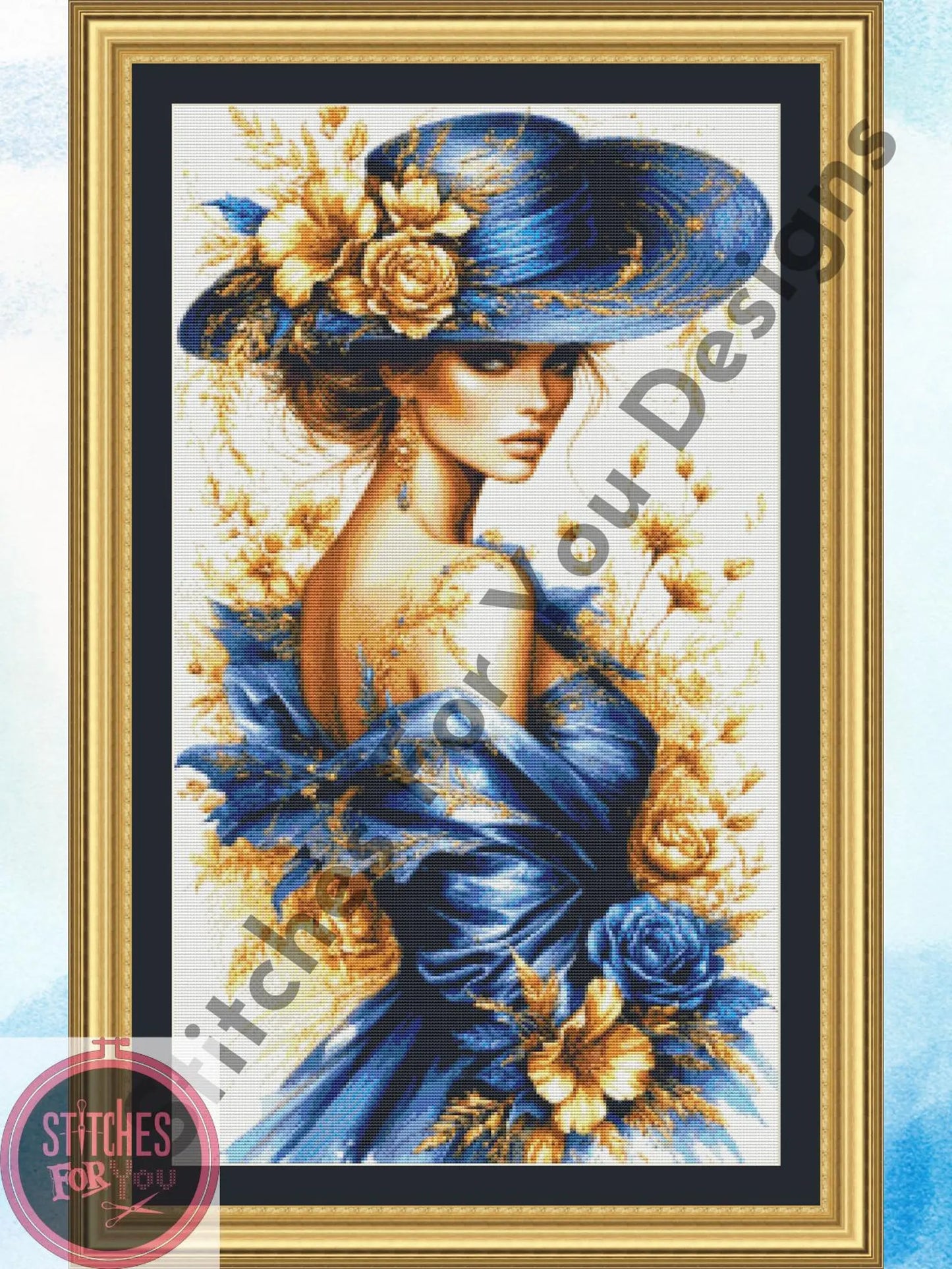 Golden Bloom- Counted Cross Stitch Patterns - Printable Chart PDF Format Needlework Embroidery Crafts DIY DMC color