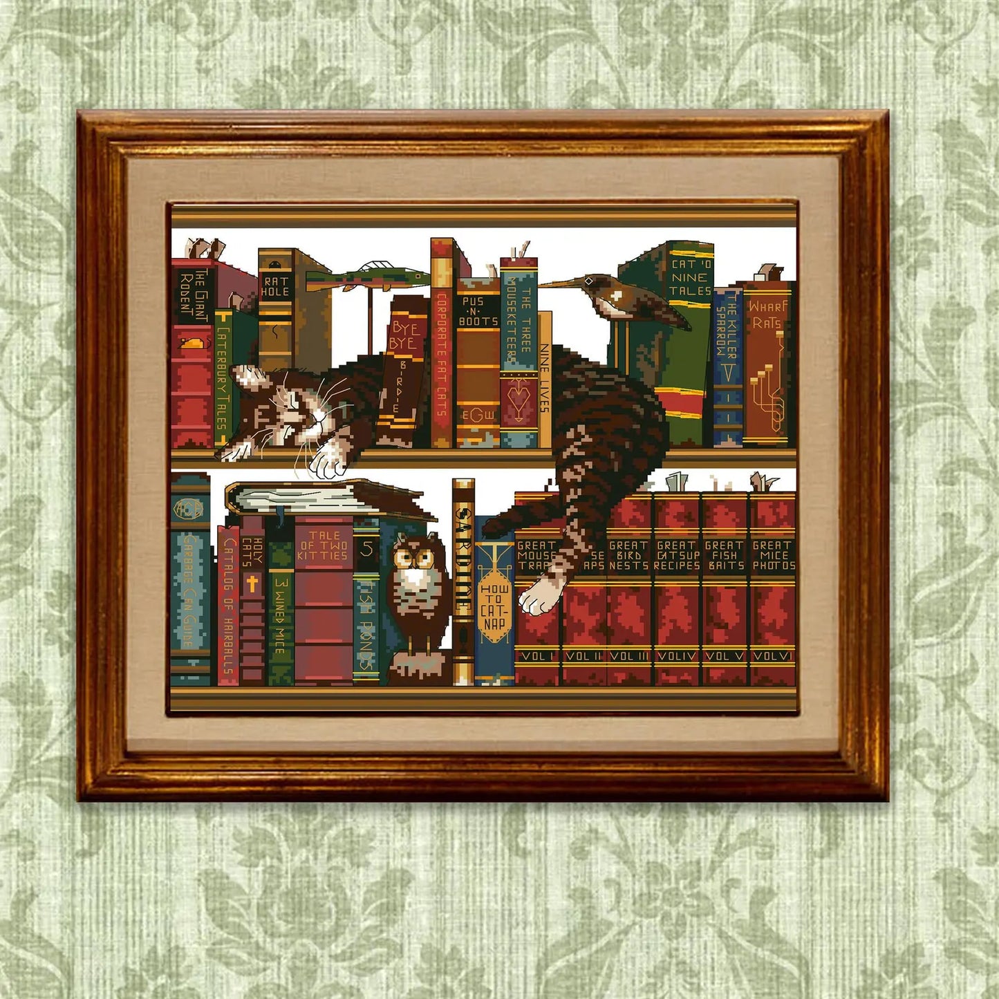 Cross stitch pattern in PDF format. Adorable cat in the sewing room. Modern wall decor.
