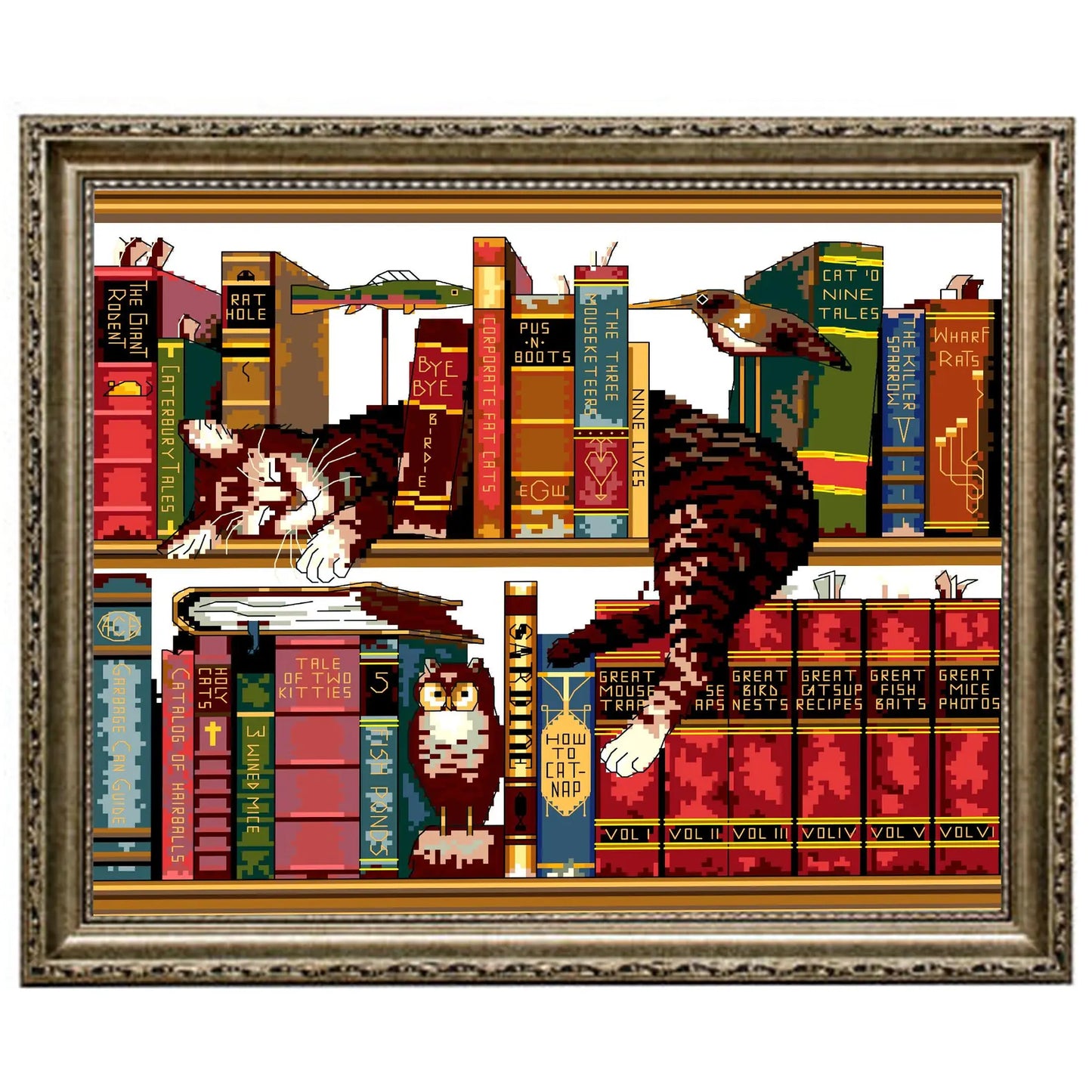 Cross stitch pattern in PDF format. Adorable cat in the sewing room. Modern wall decor.