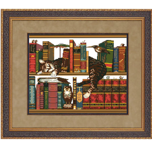 Cross stitch pattern in PDF format. Adorable cat in the sewing room. Modern wall decor.